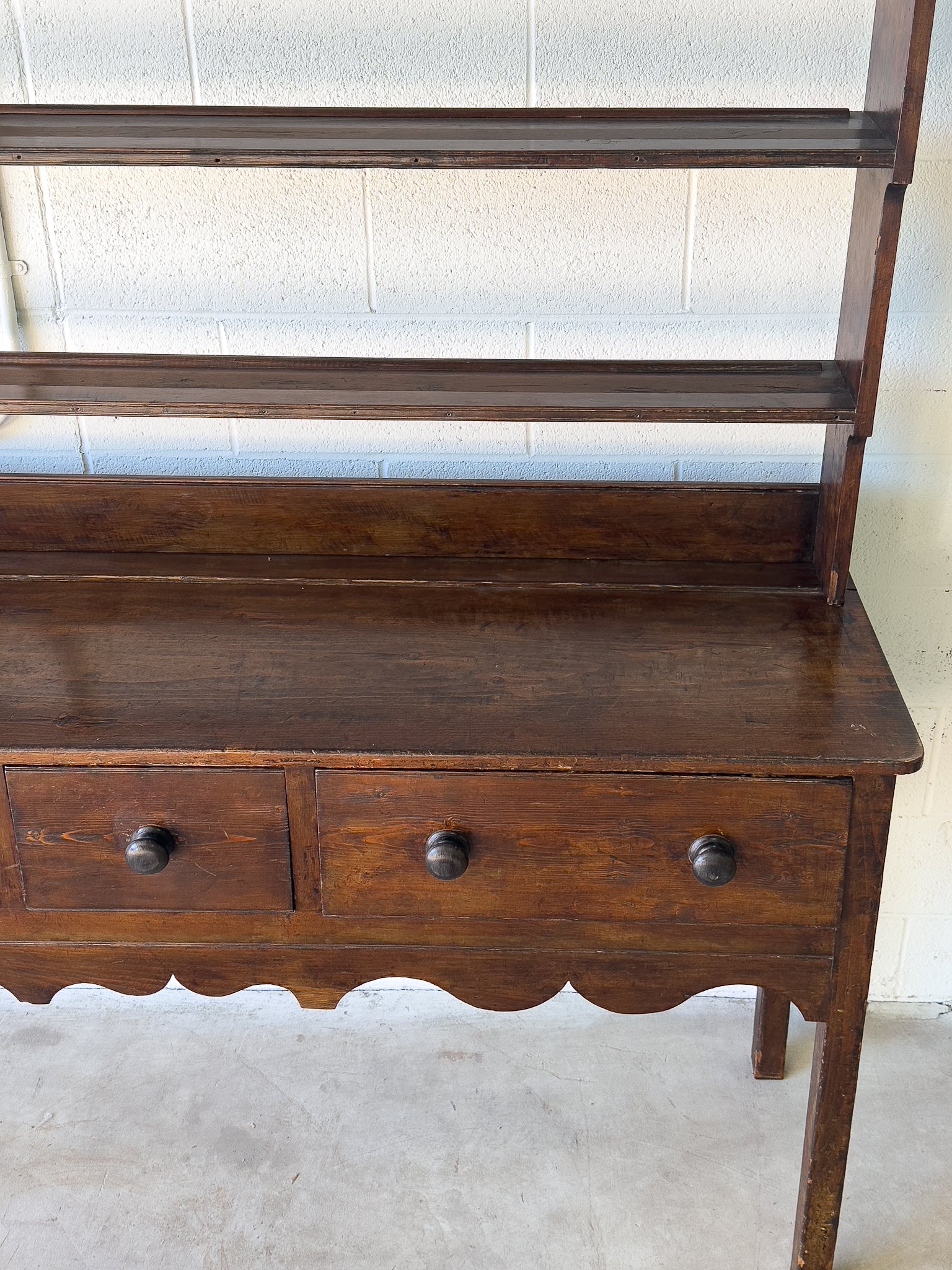 Antique English stained pine kitchen dresser