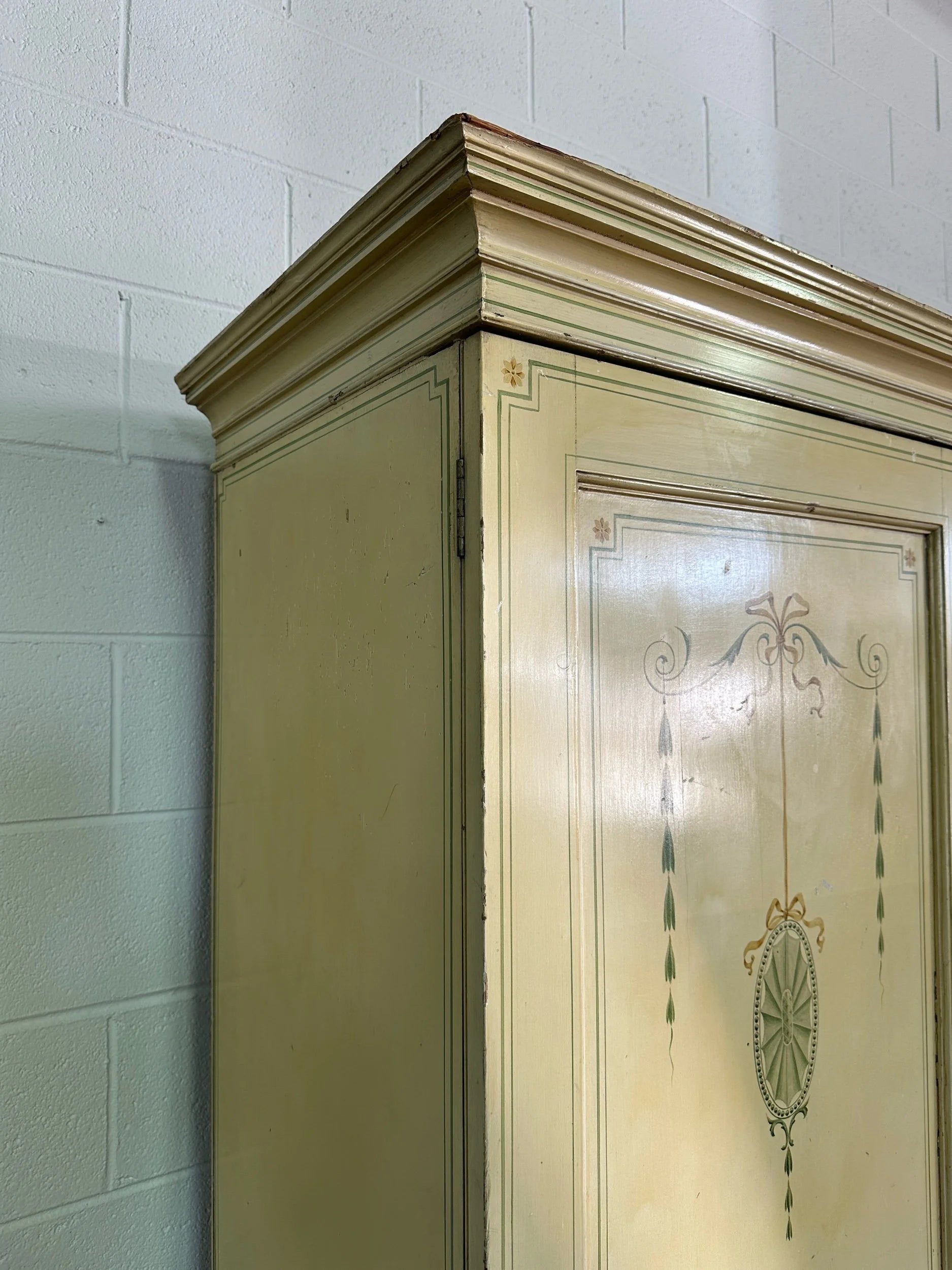 Painted antique pine linen press
