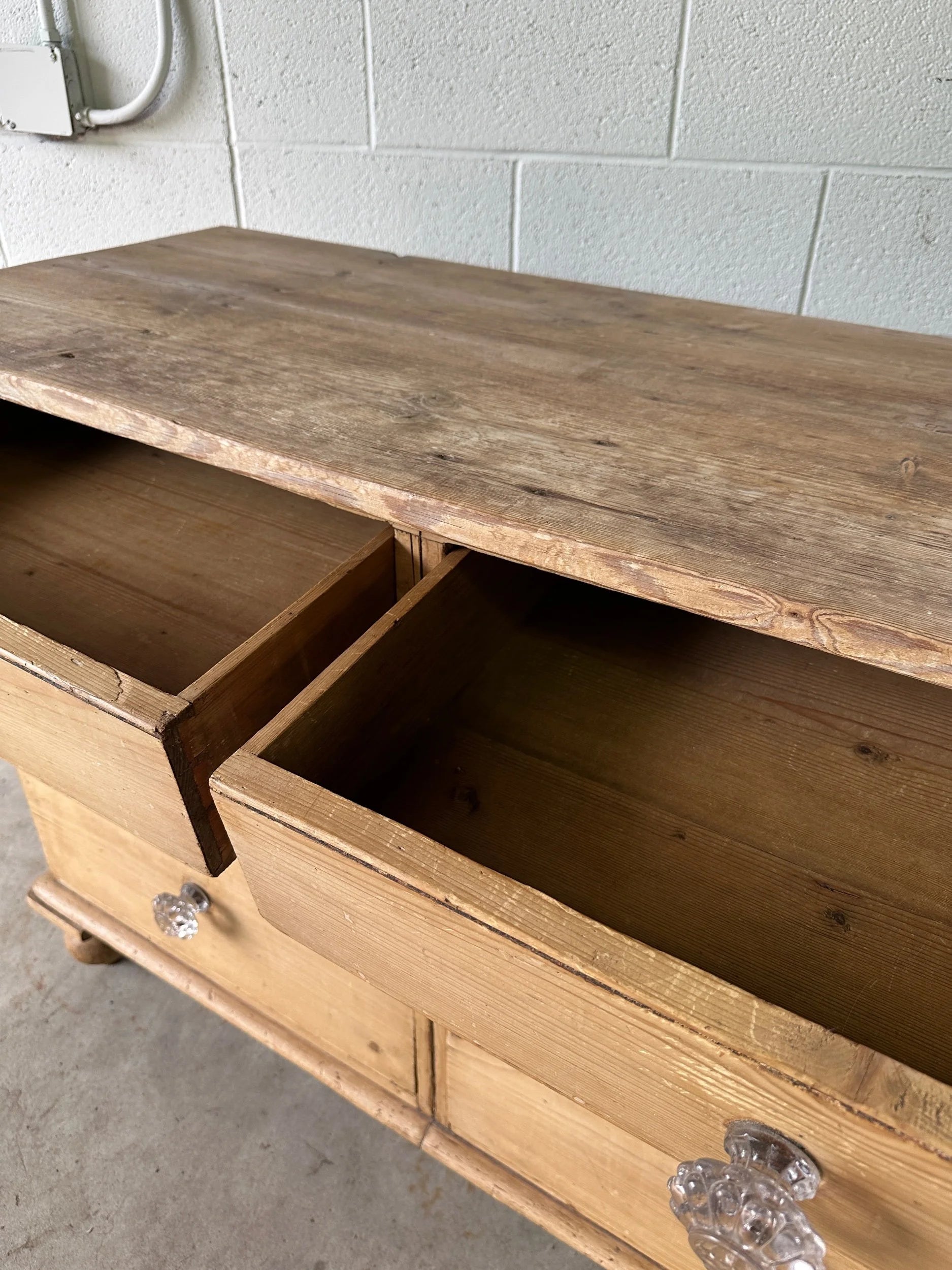 Chest of six antique pine drawers