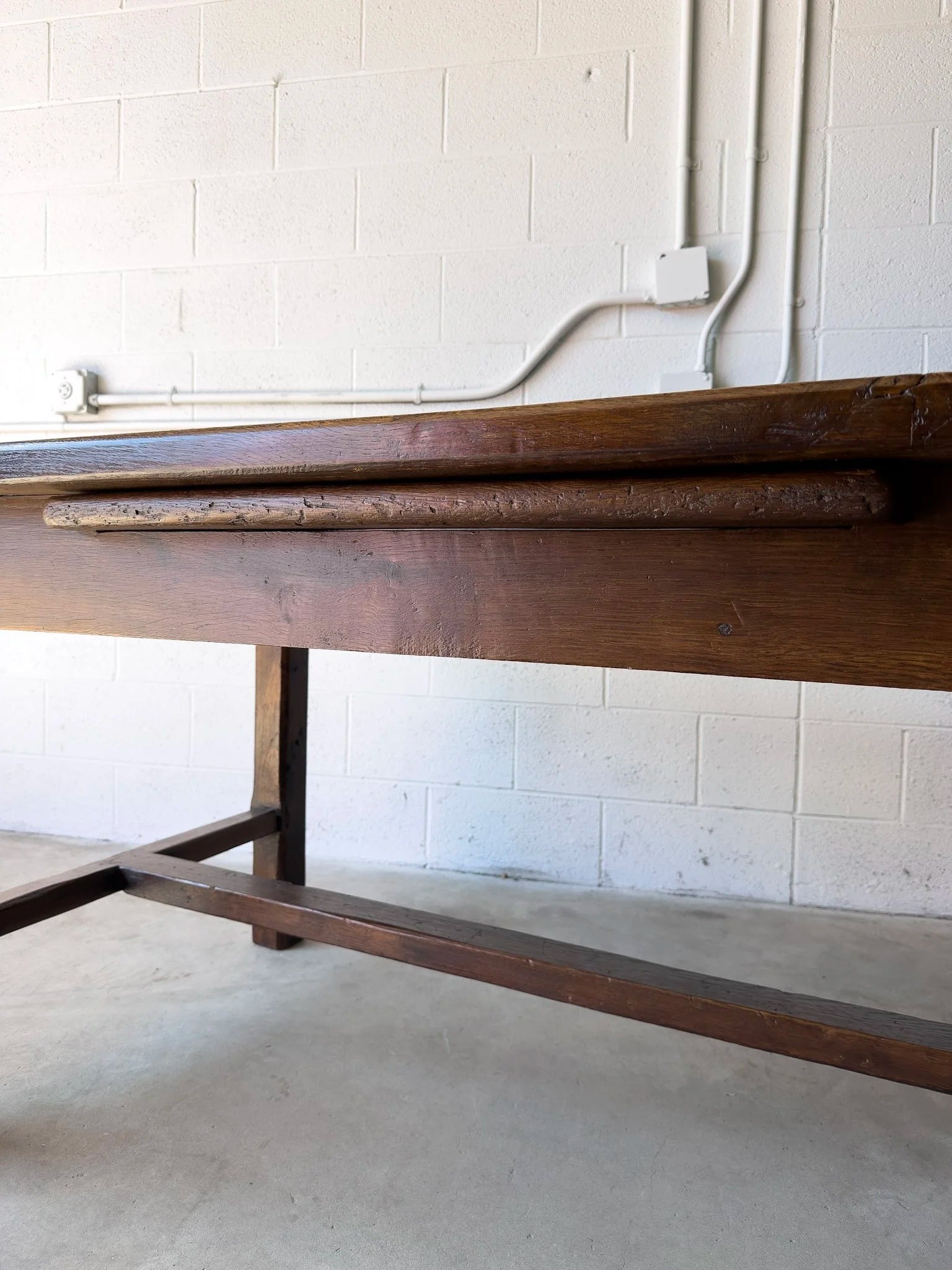 Antique Oak Dining Table with Slide-Out Board