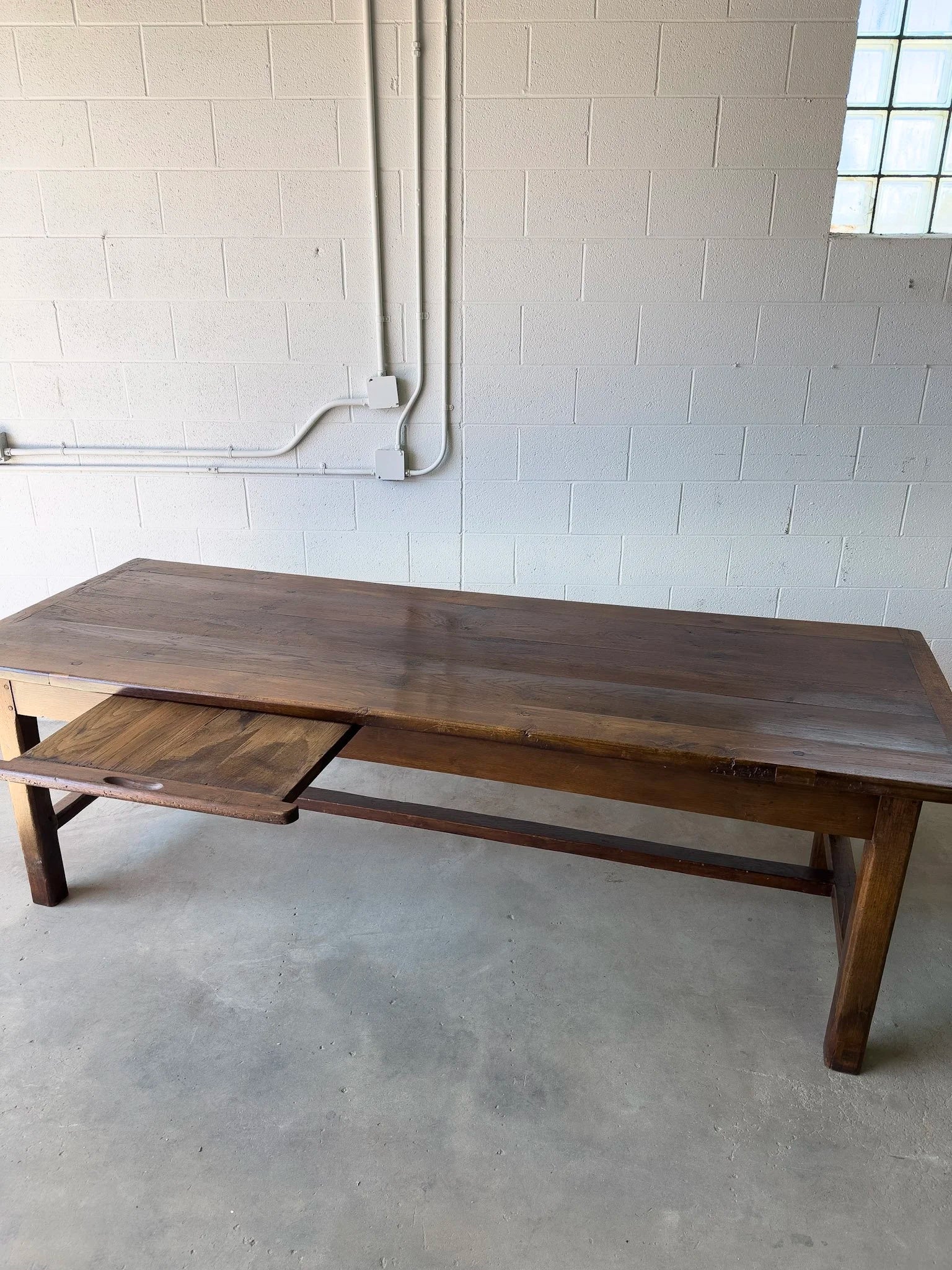 Antique Oak Dining Table with Slide-Out Board