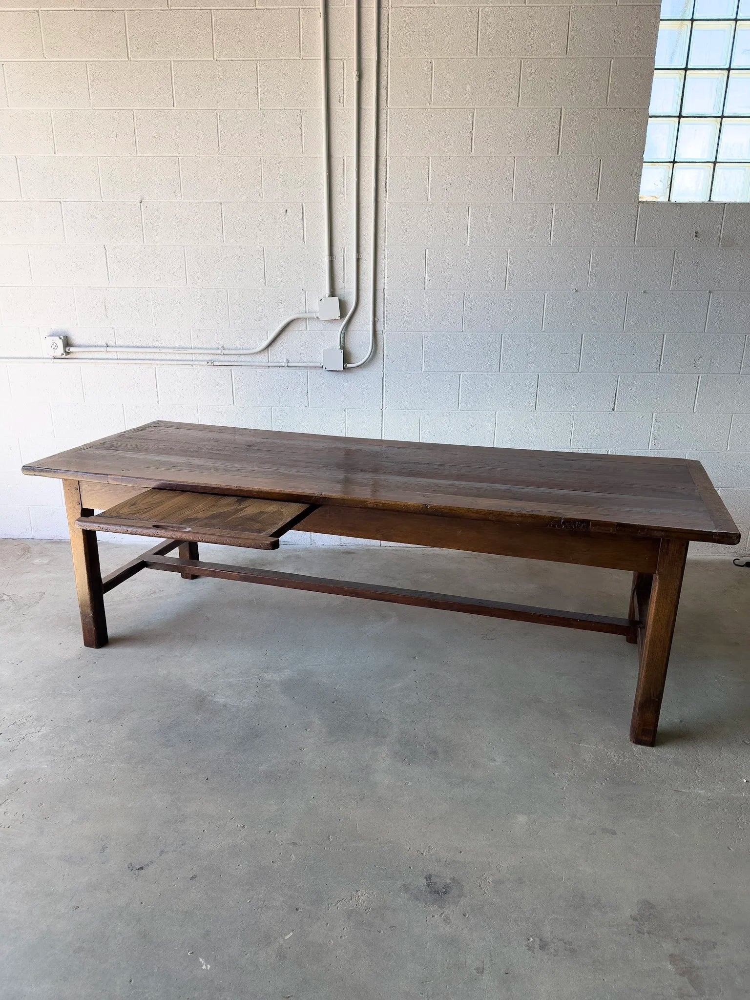 Antique Oak Dining Table with Slide-Out Board