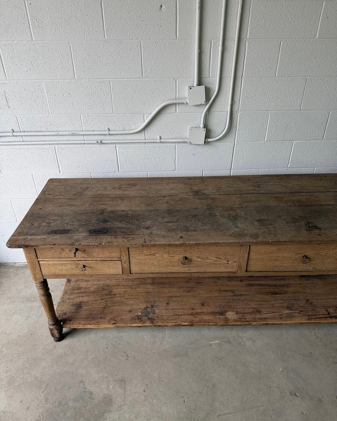 19th Century Flemish draper's table with lower shelf