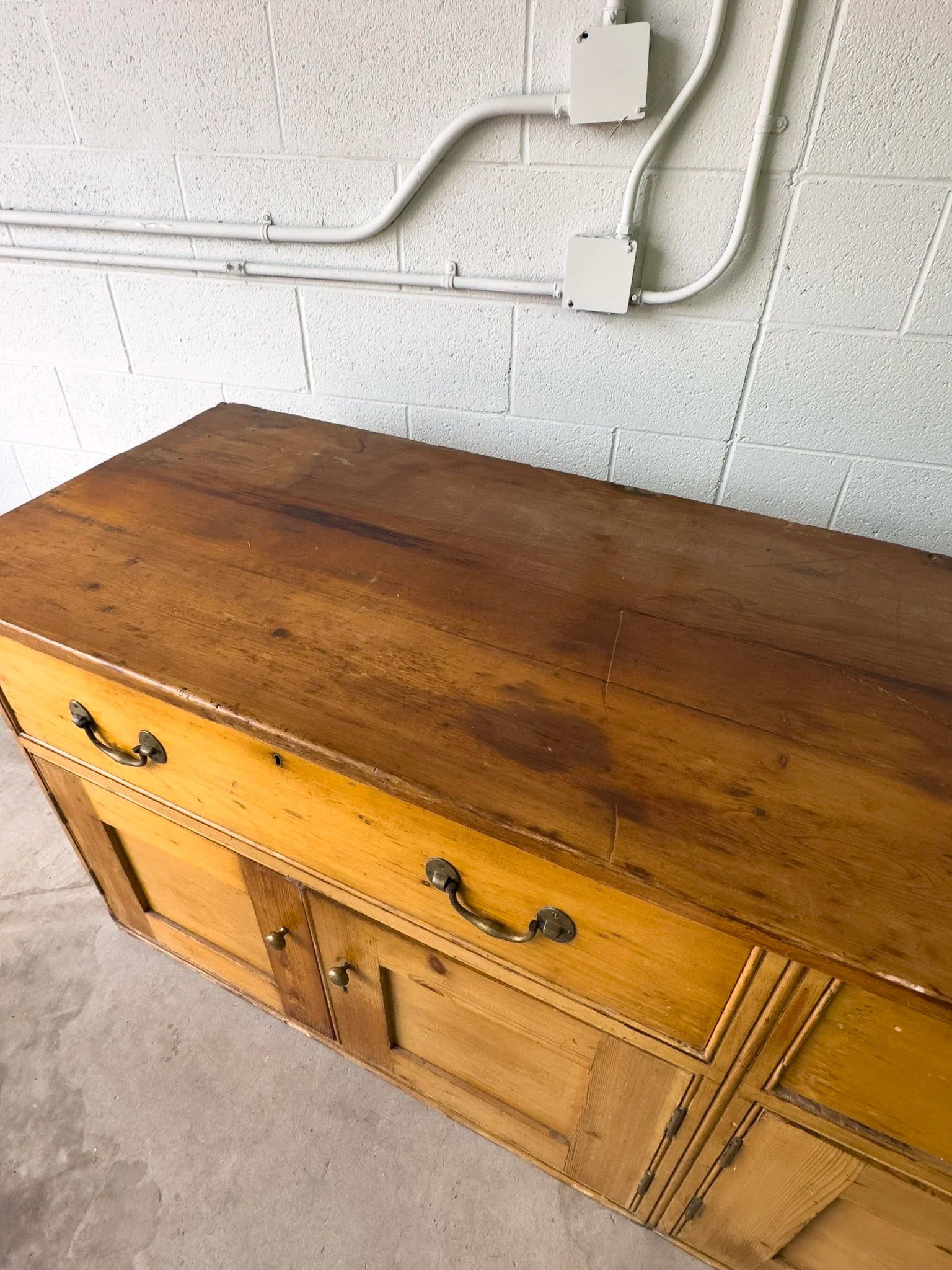 Large antique English pine sideboard