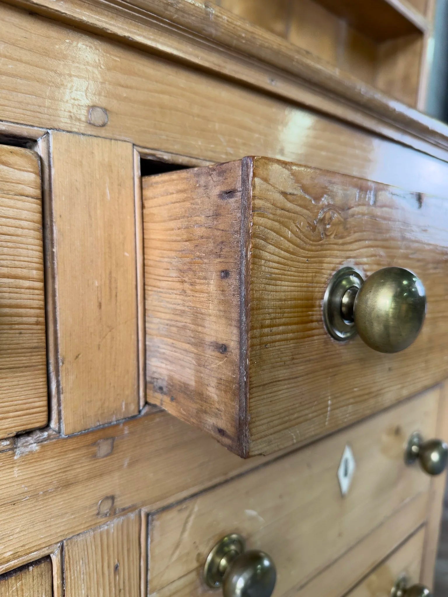 Antique English kitchen dresser with warm patina