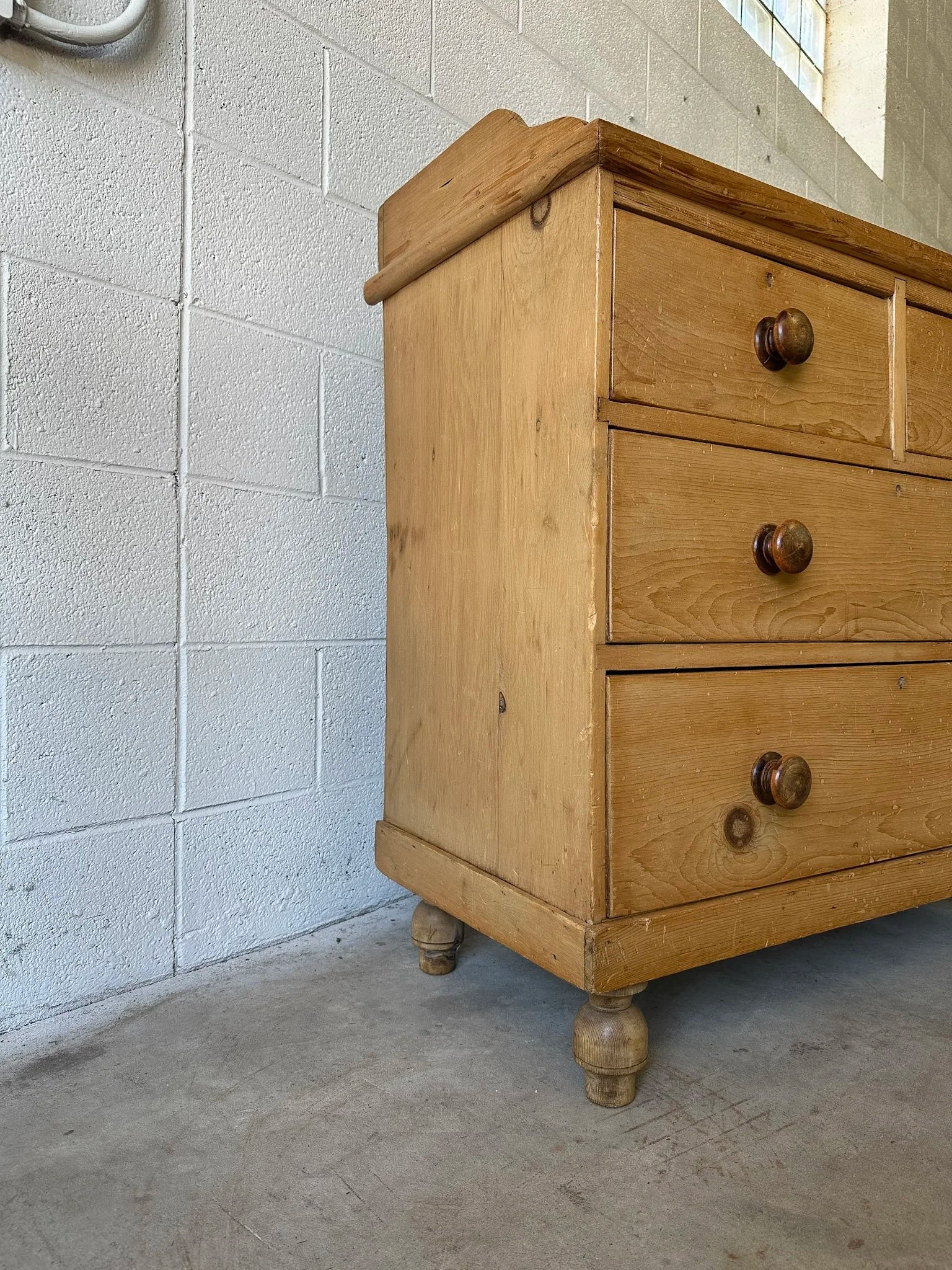 Antique pine drawers with gallery back