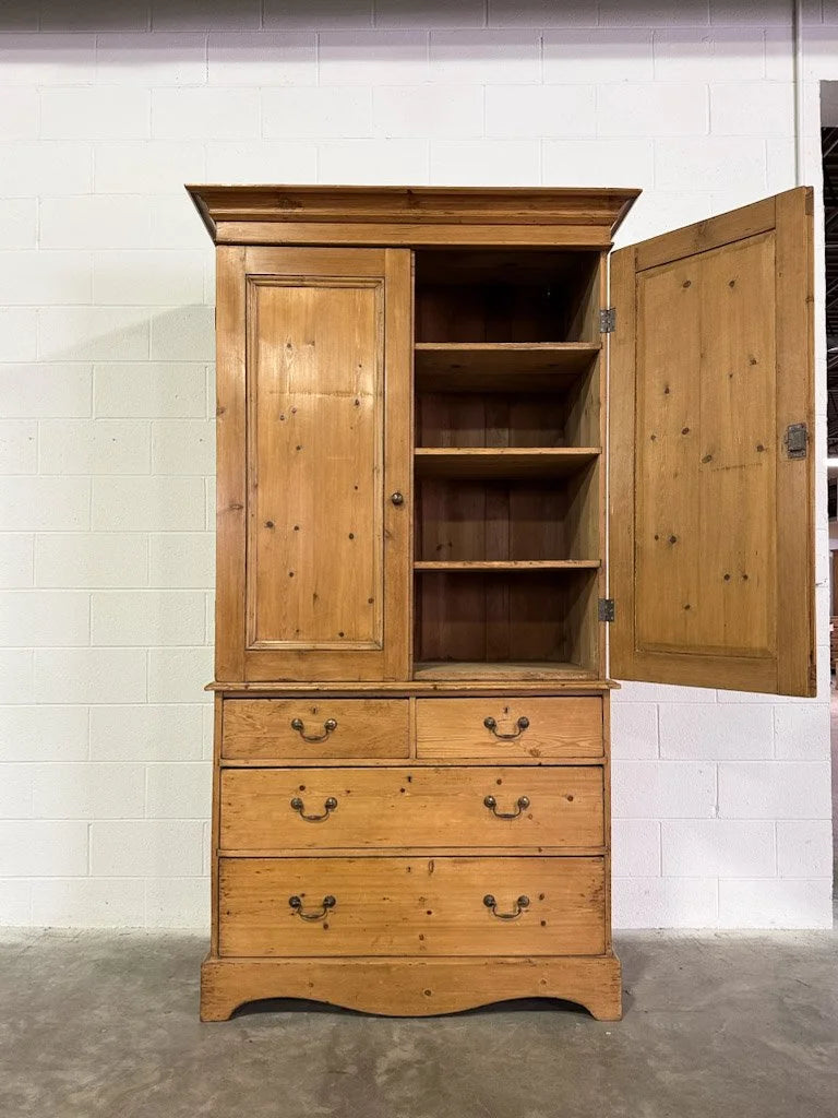 Victorian pine linen cupboard