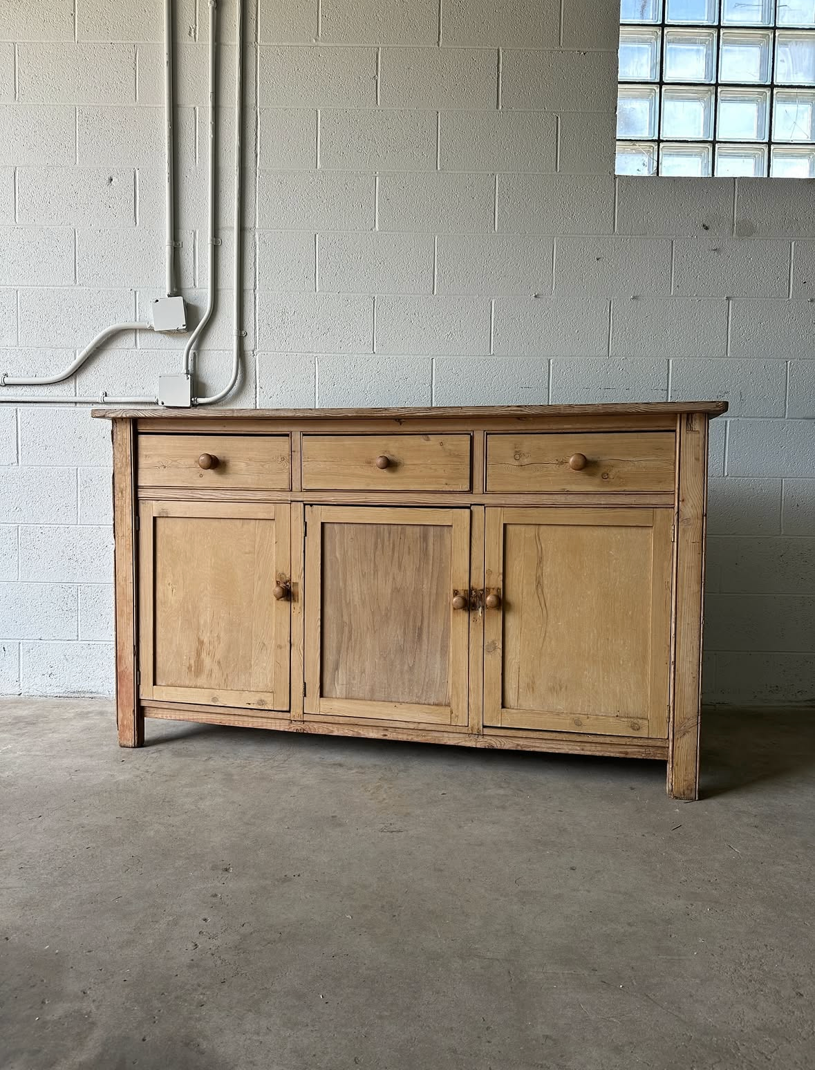 Weathered Victorian pine sideboard