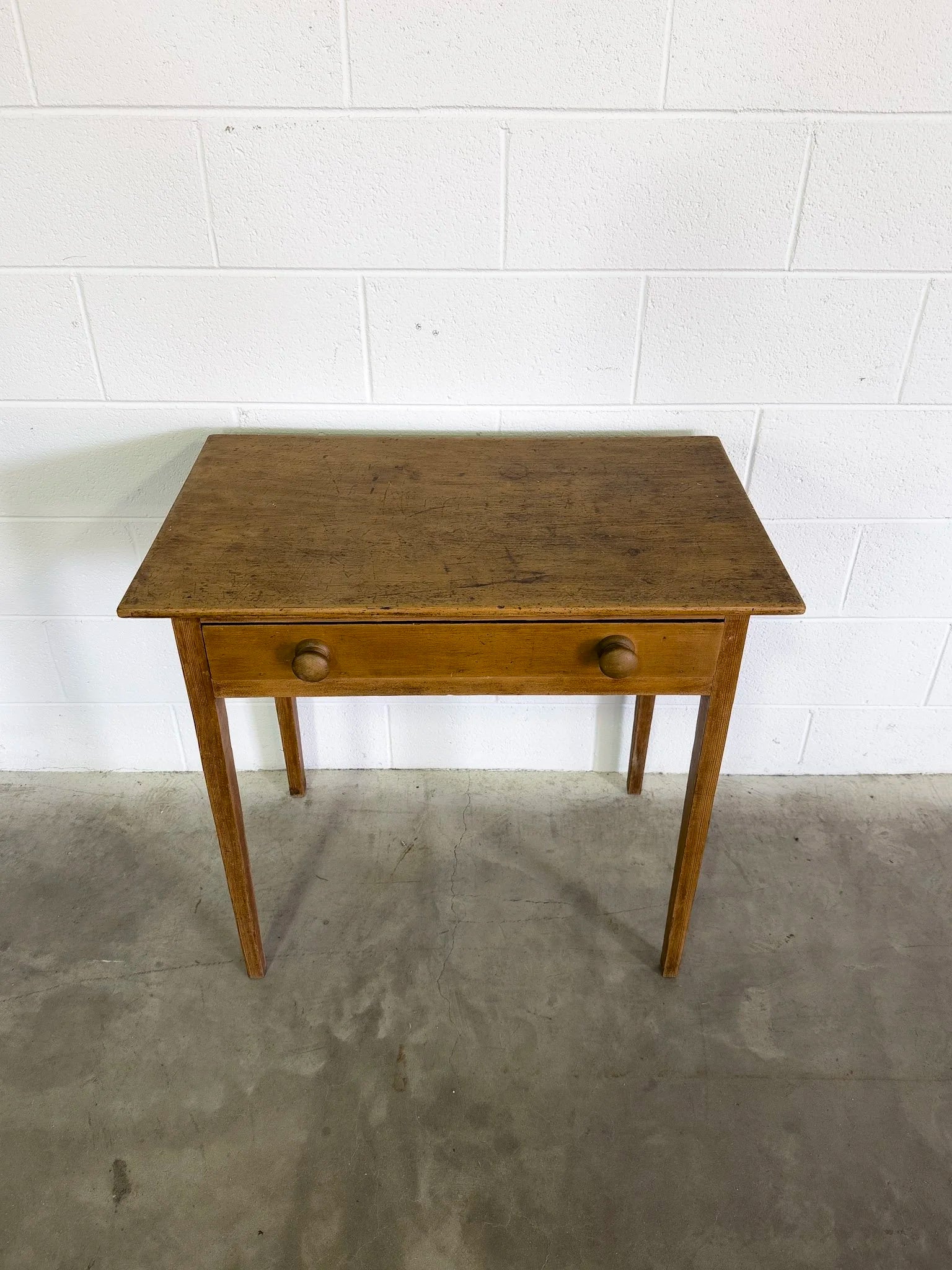 Antique Pine Side Table with Drawer