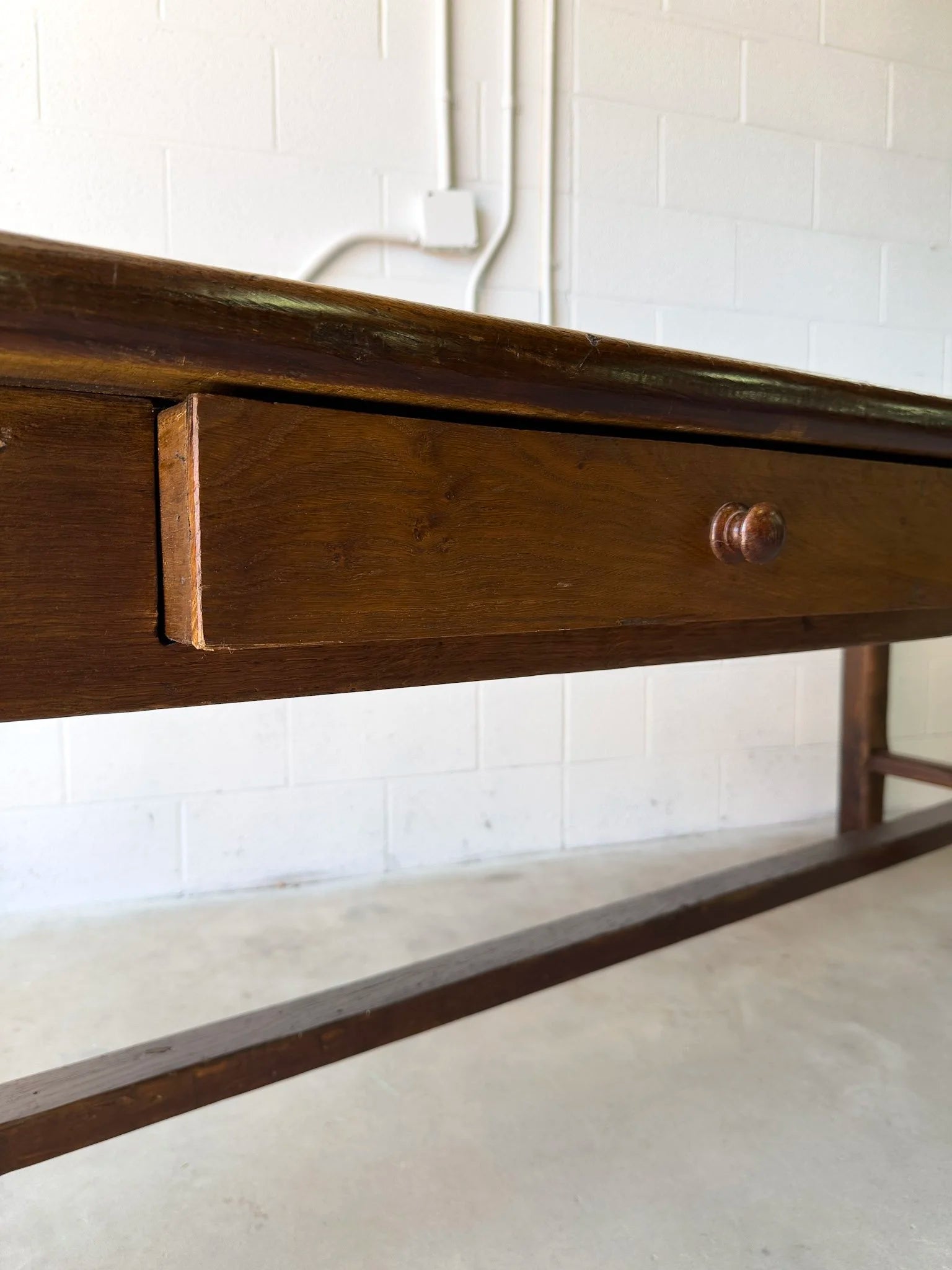 Antique Oak Dining Table with Slide-Out Board