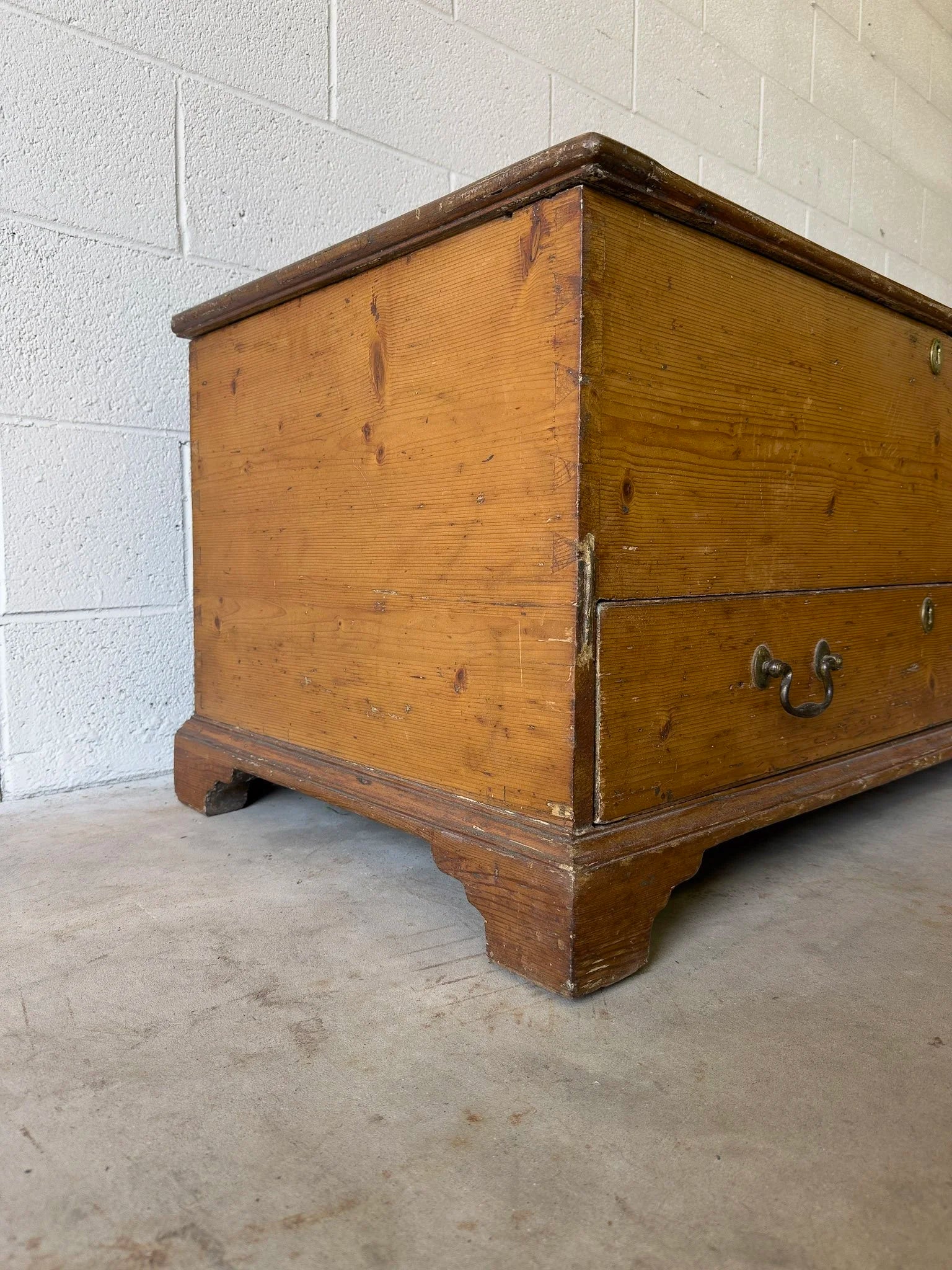 Warm English pine antique blanket box
