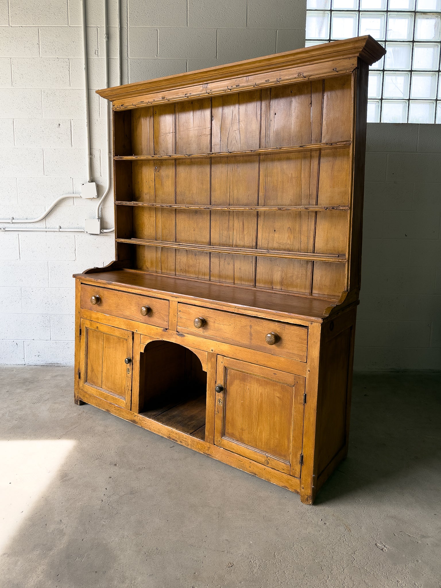 Warm Antique English Pine Kitchen Dresser