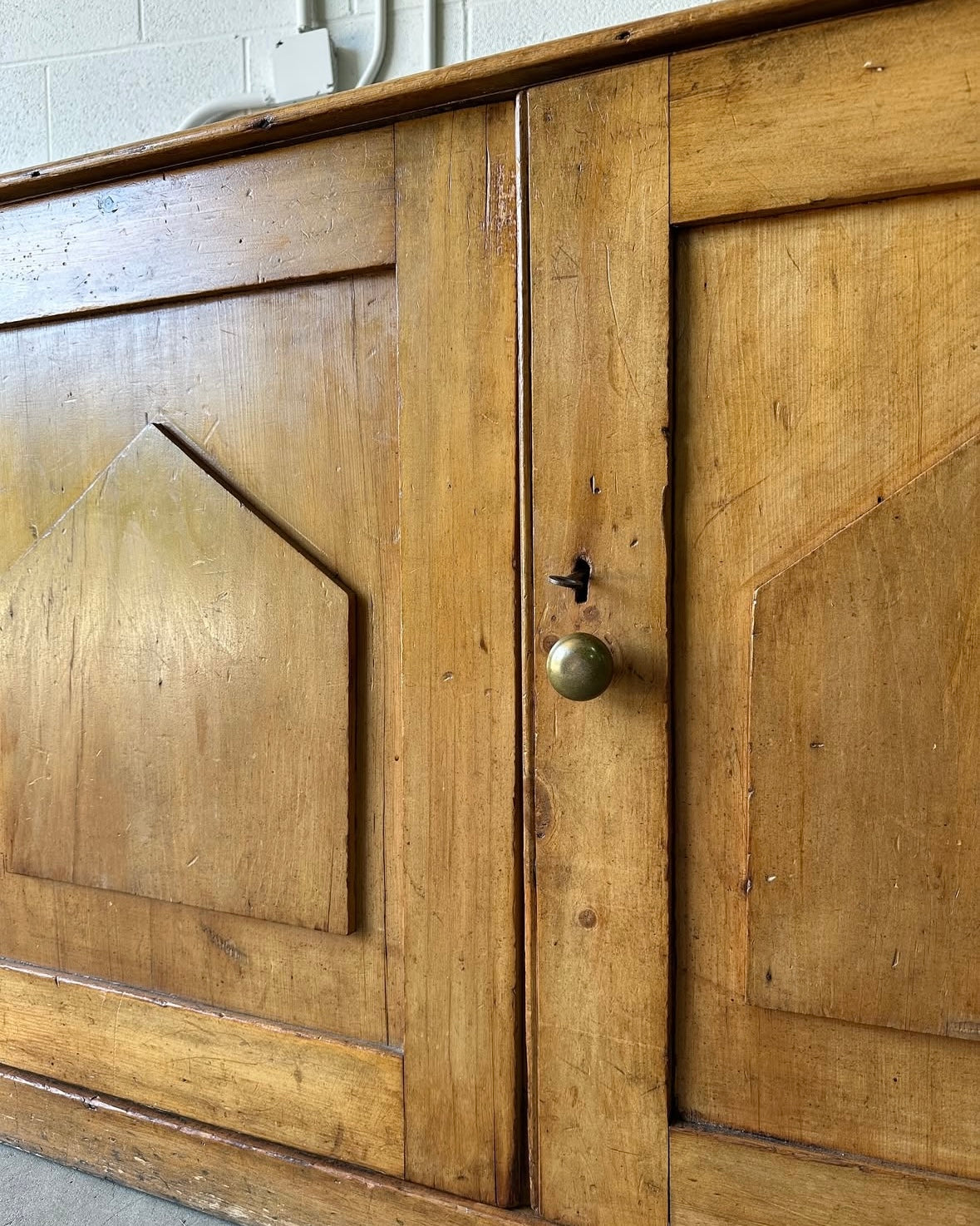Small antique pine two-door cupboard or sideboard