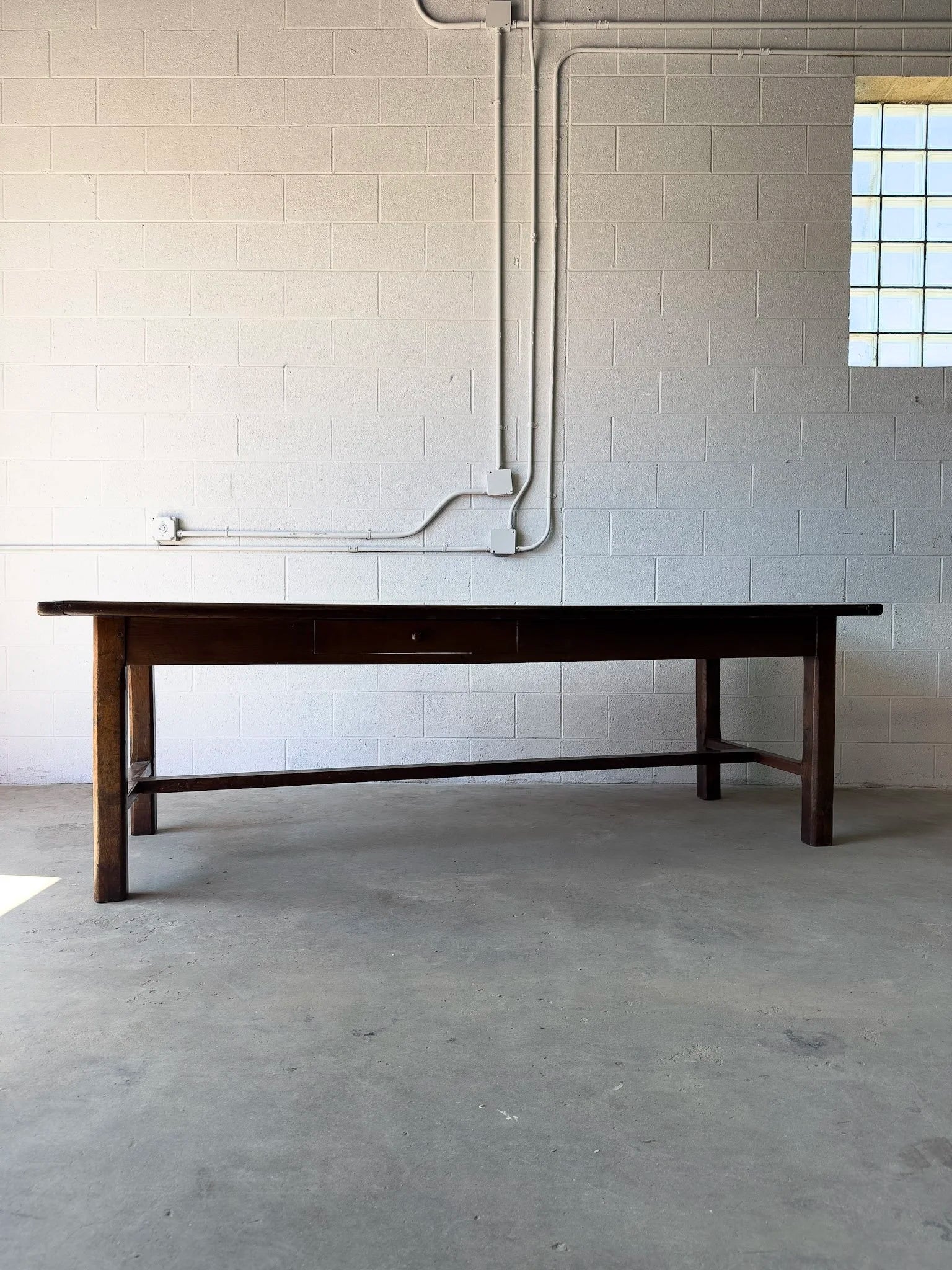 Antique Oak Dining Table with Slide-Out Board