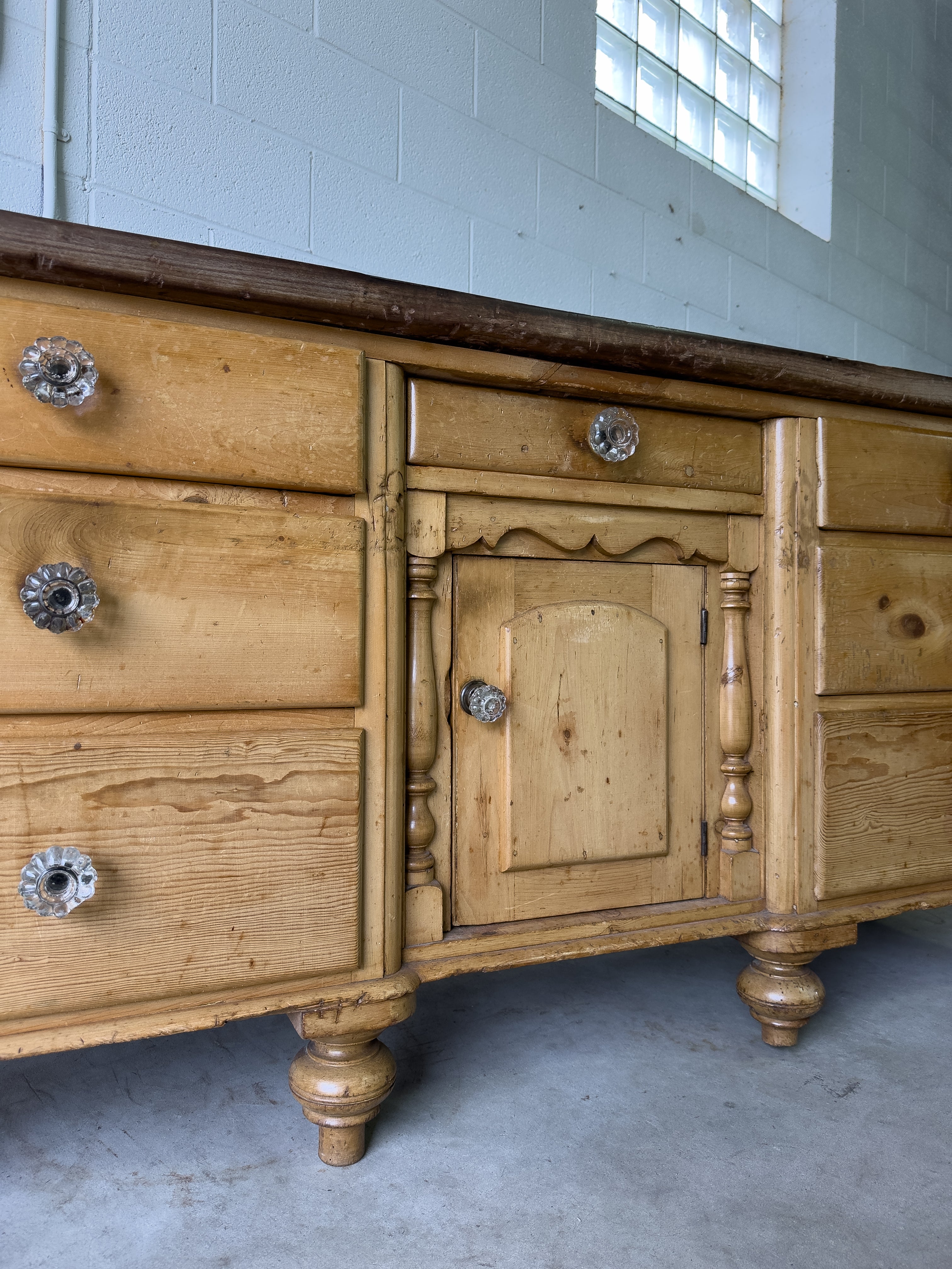 Antique English Pine Sideboard | 19th Century Farmhouse Server