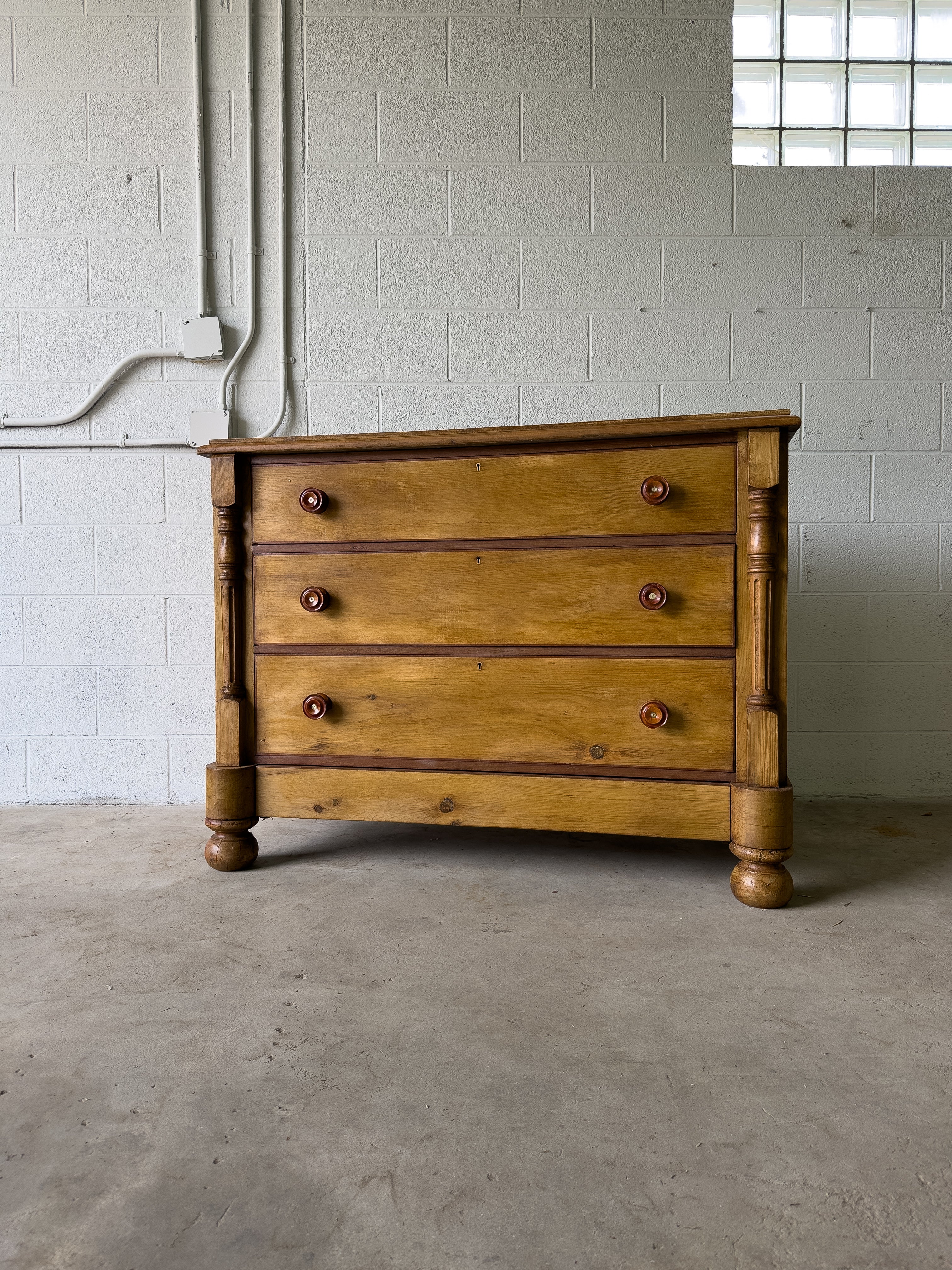 Antique pine chest of drawers with hidden compartment