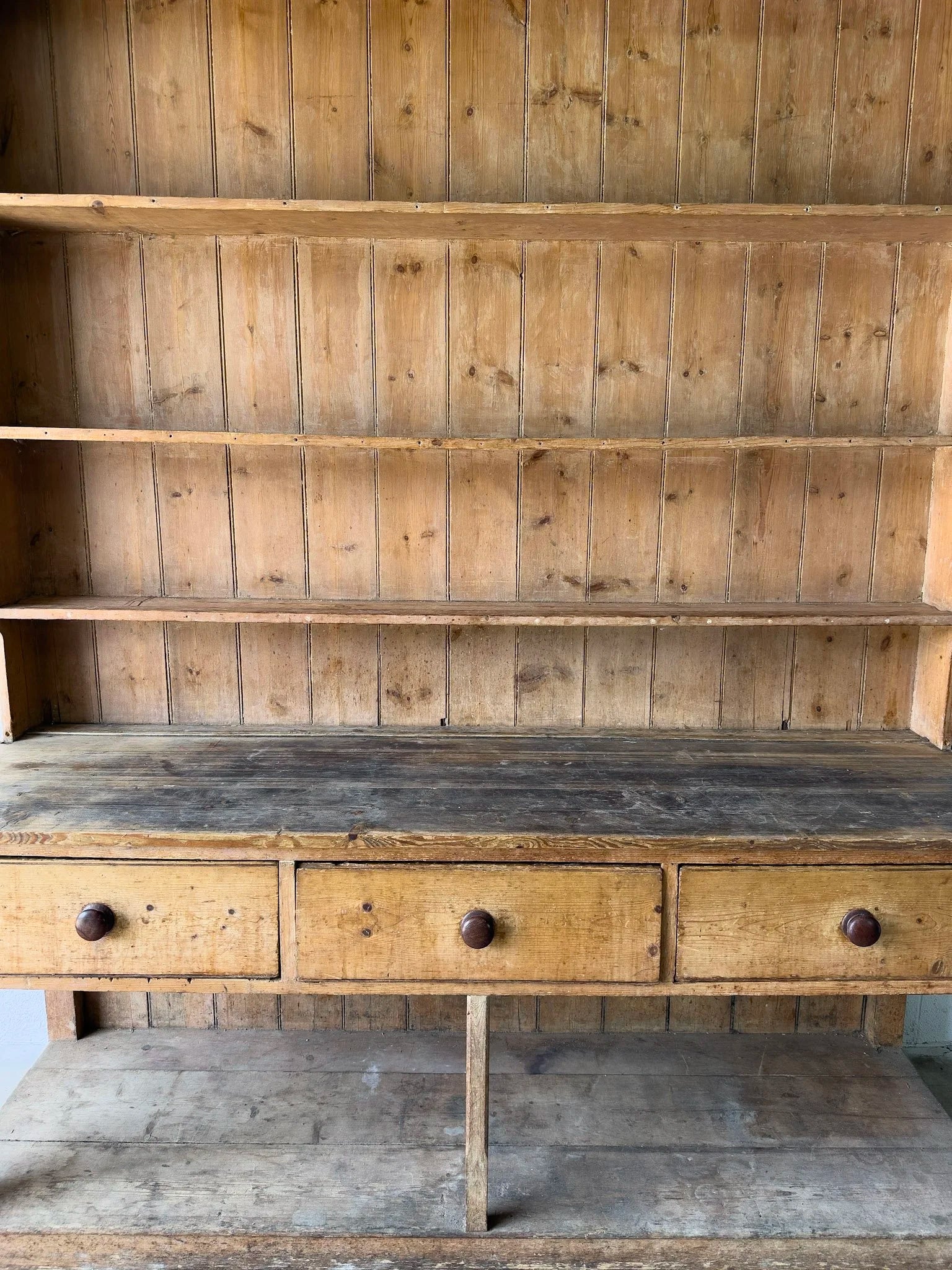 Monumental Victorian pine kitchen dresser
