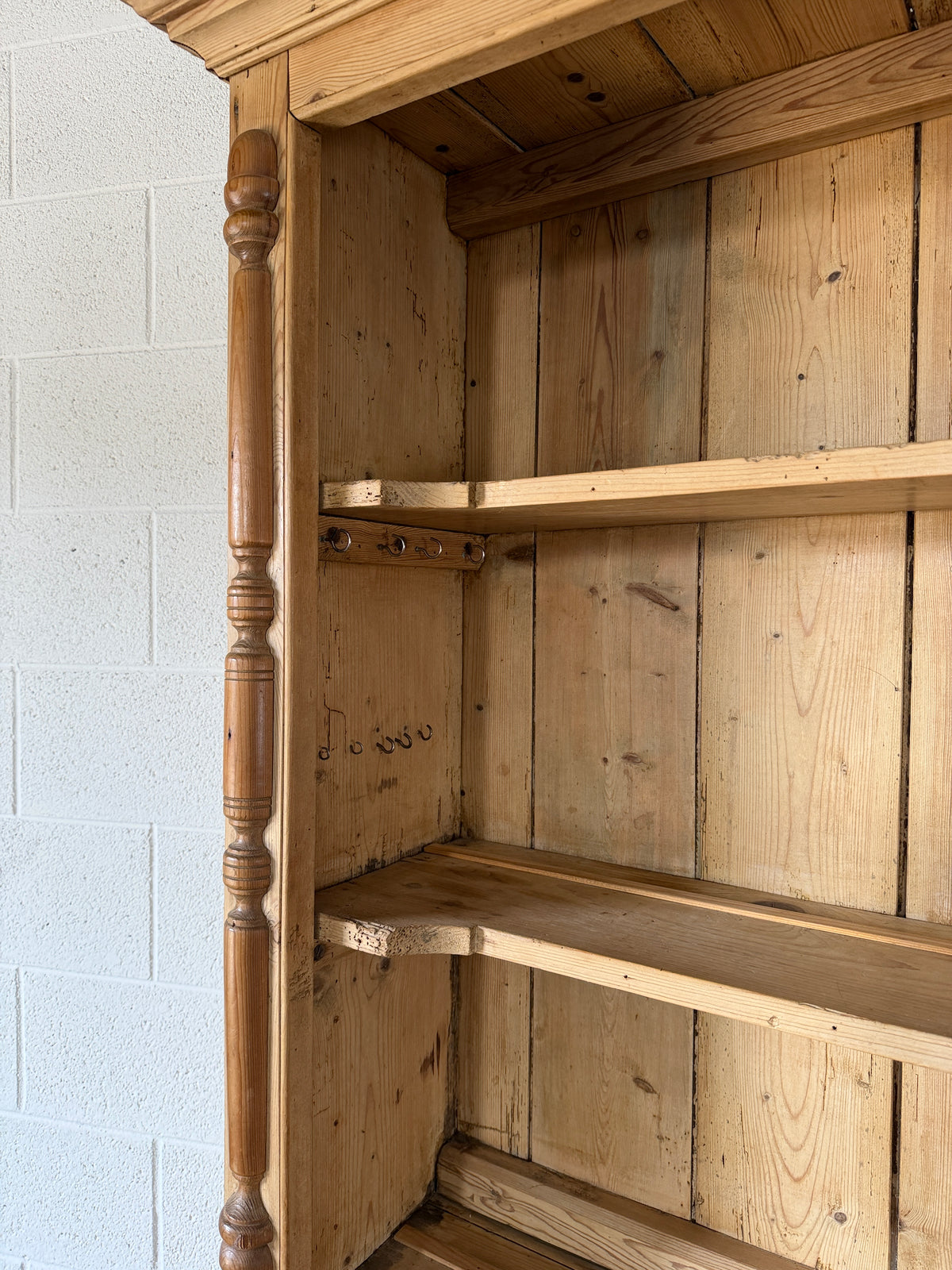 Antique Cornish pine kitchen hutch with open shelving