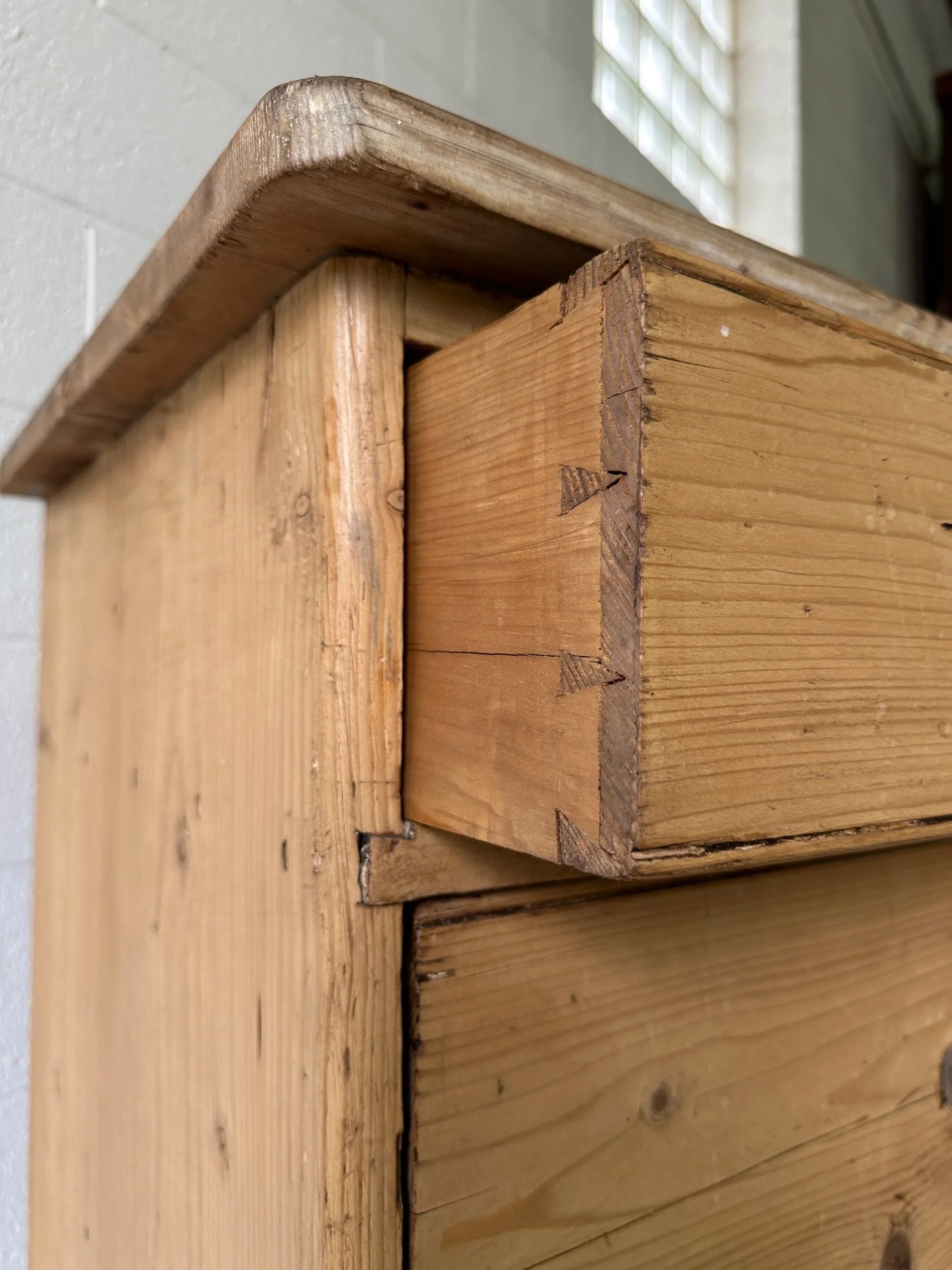 Chest of six antique pine drawers