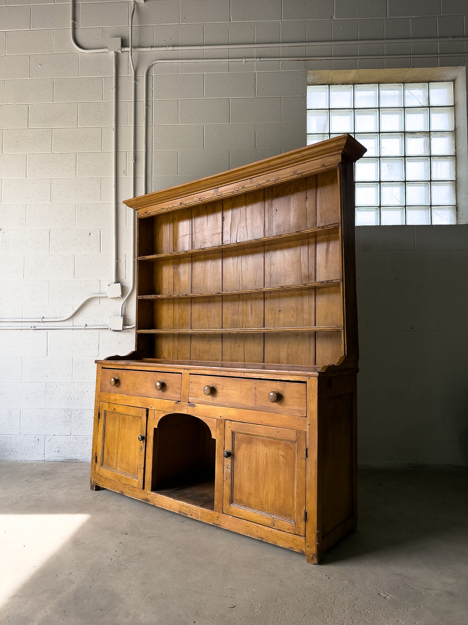 Warm Antique English Pine Kitchen Dresser