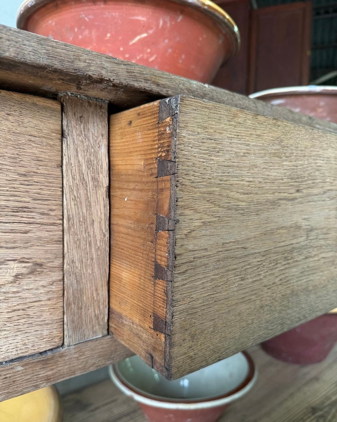 19th Century Flemish draper's table with lower shelf