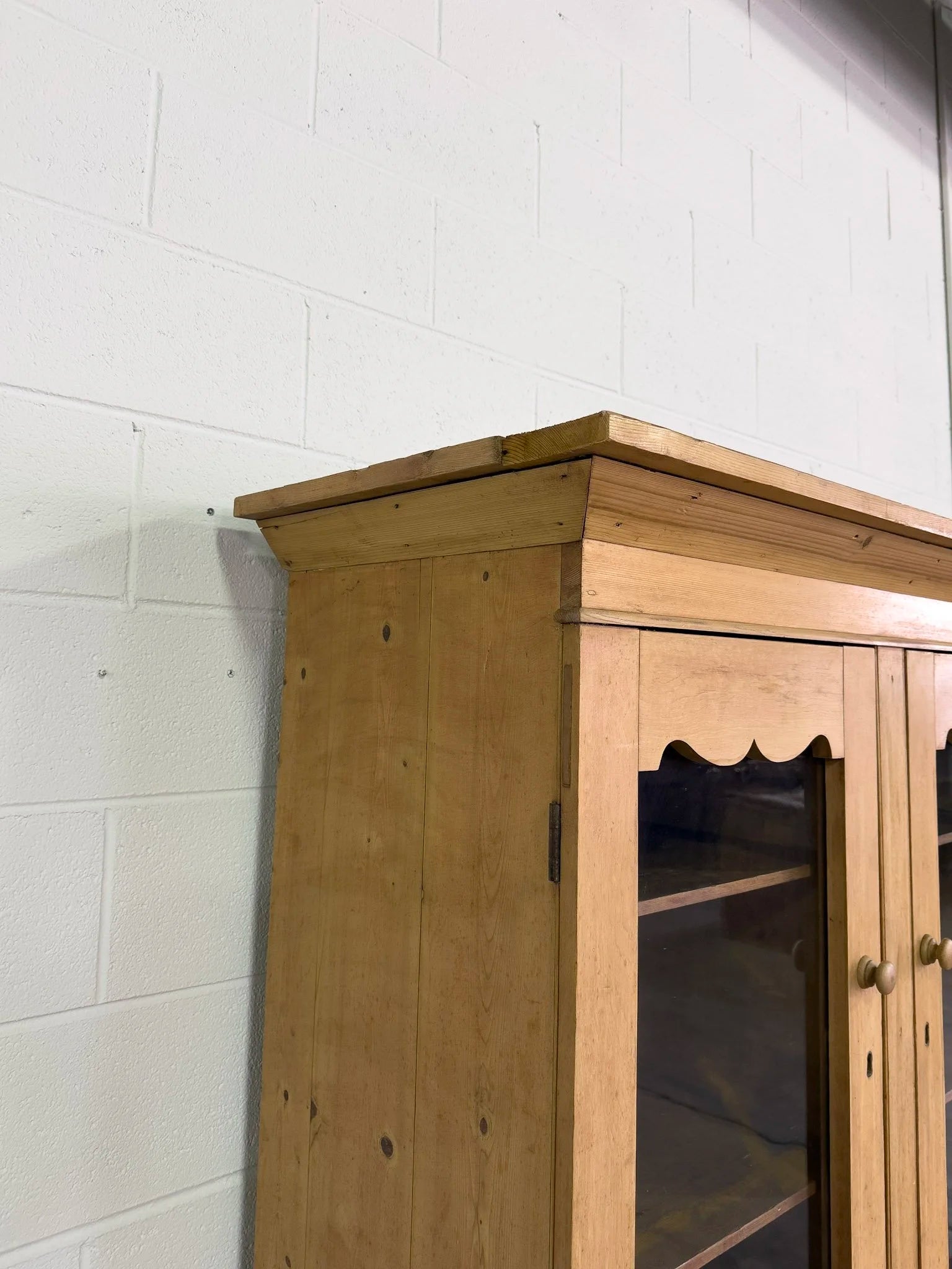 European Antique Pine Hutch - Vintage Storage Cabinet