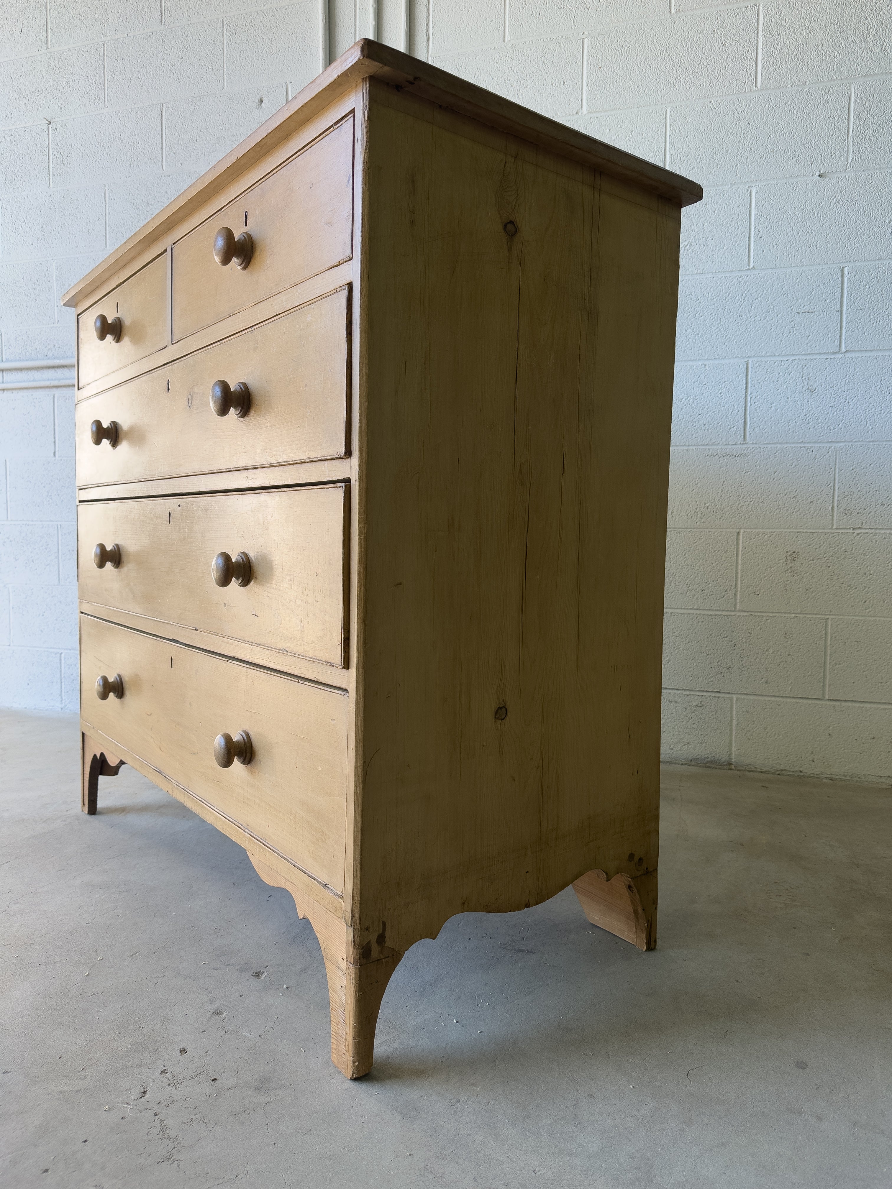 Antique English pine dresser on bracket feet