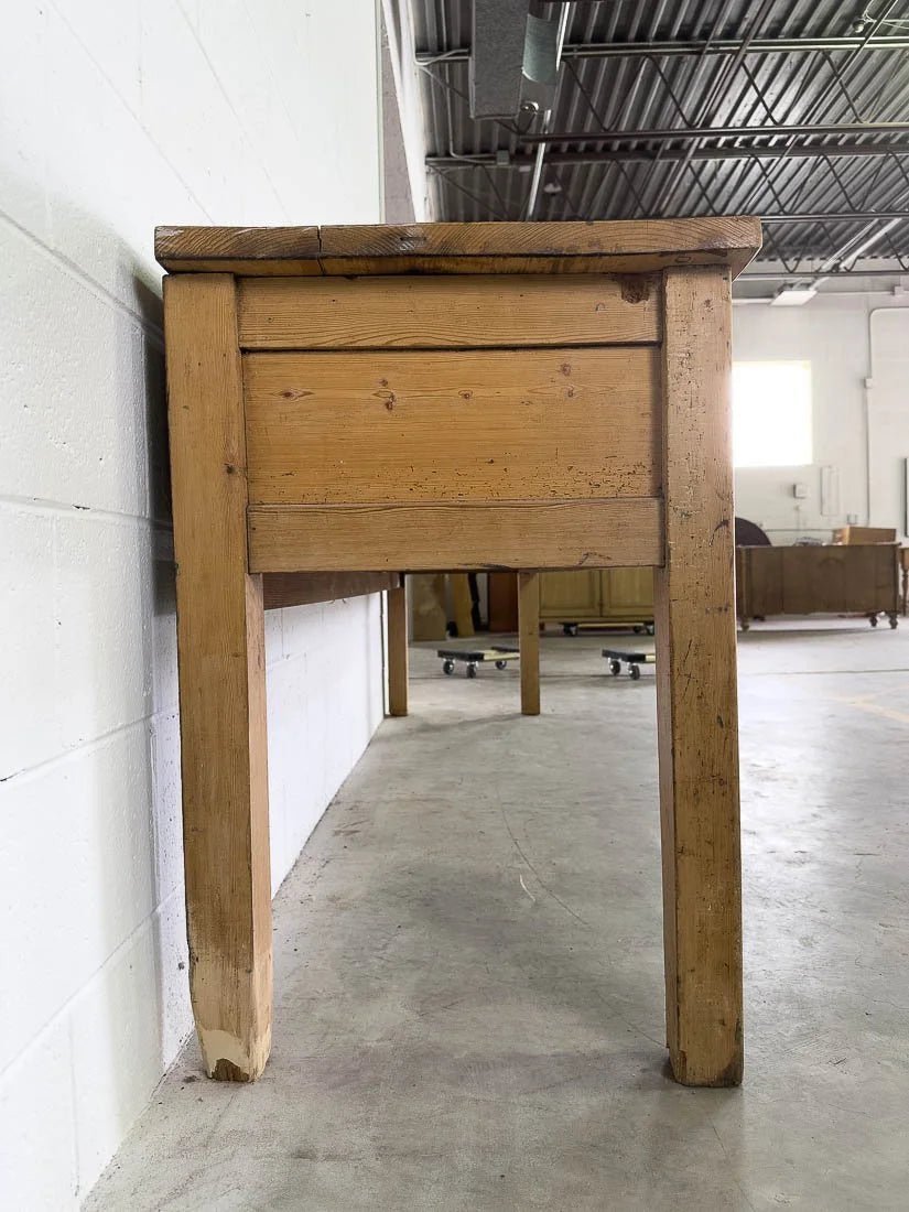 8’ antique pine sideboard or buffet with three drawers - House on Horizon