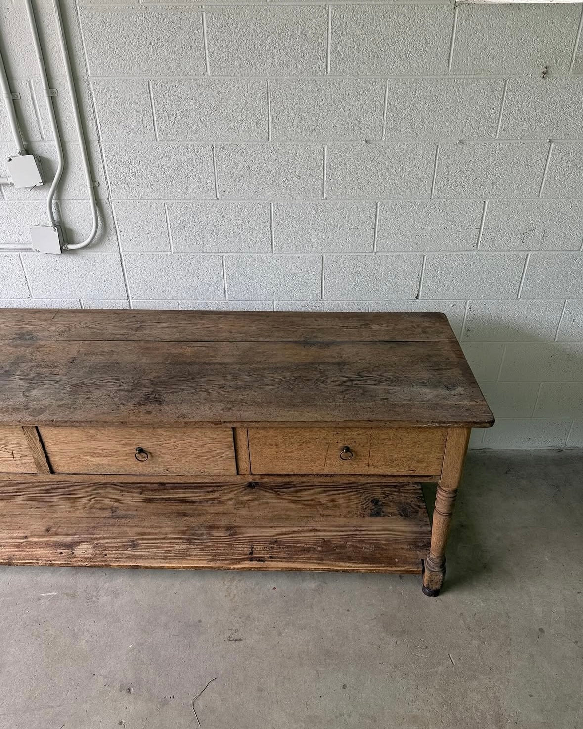 19th Century Flemish draper's table with lower shelf