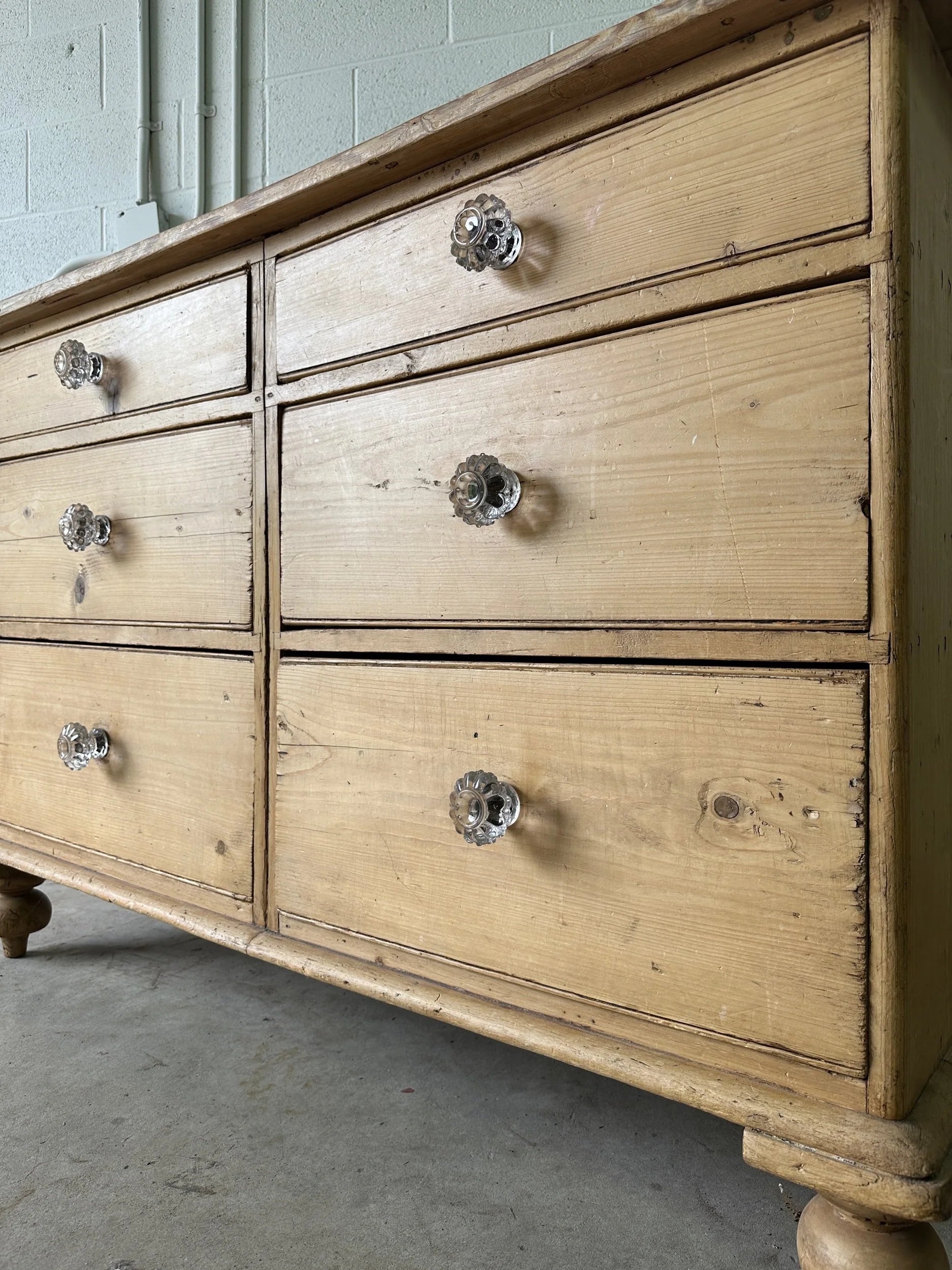 Chest of six antique pine drawers