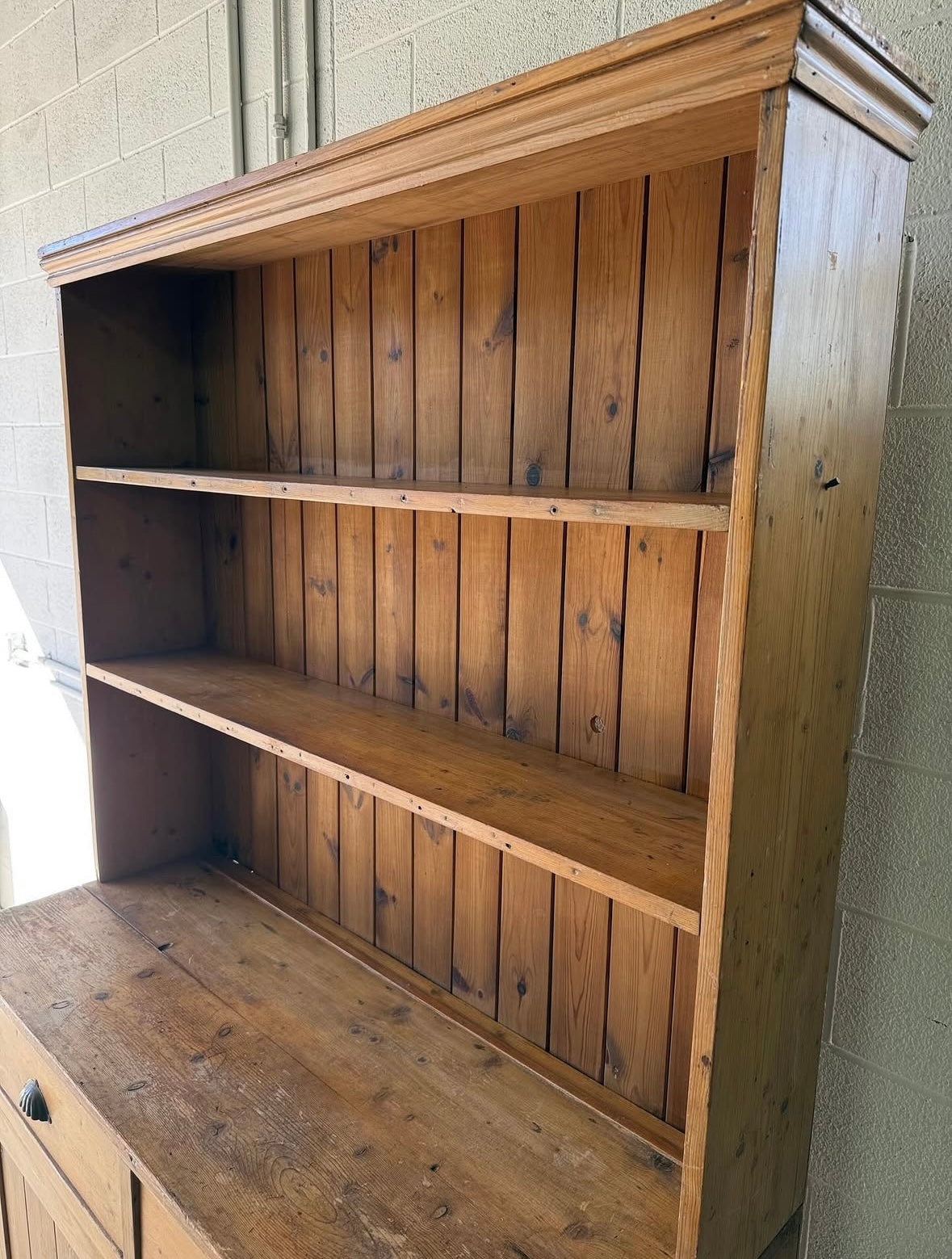 Antique Pine Hutch | Rustic Farmhouse Kitchen Cabinet