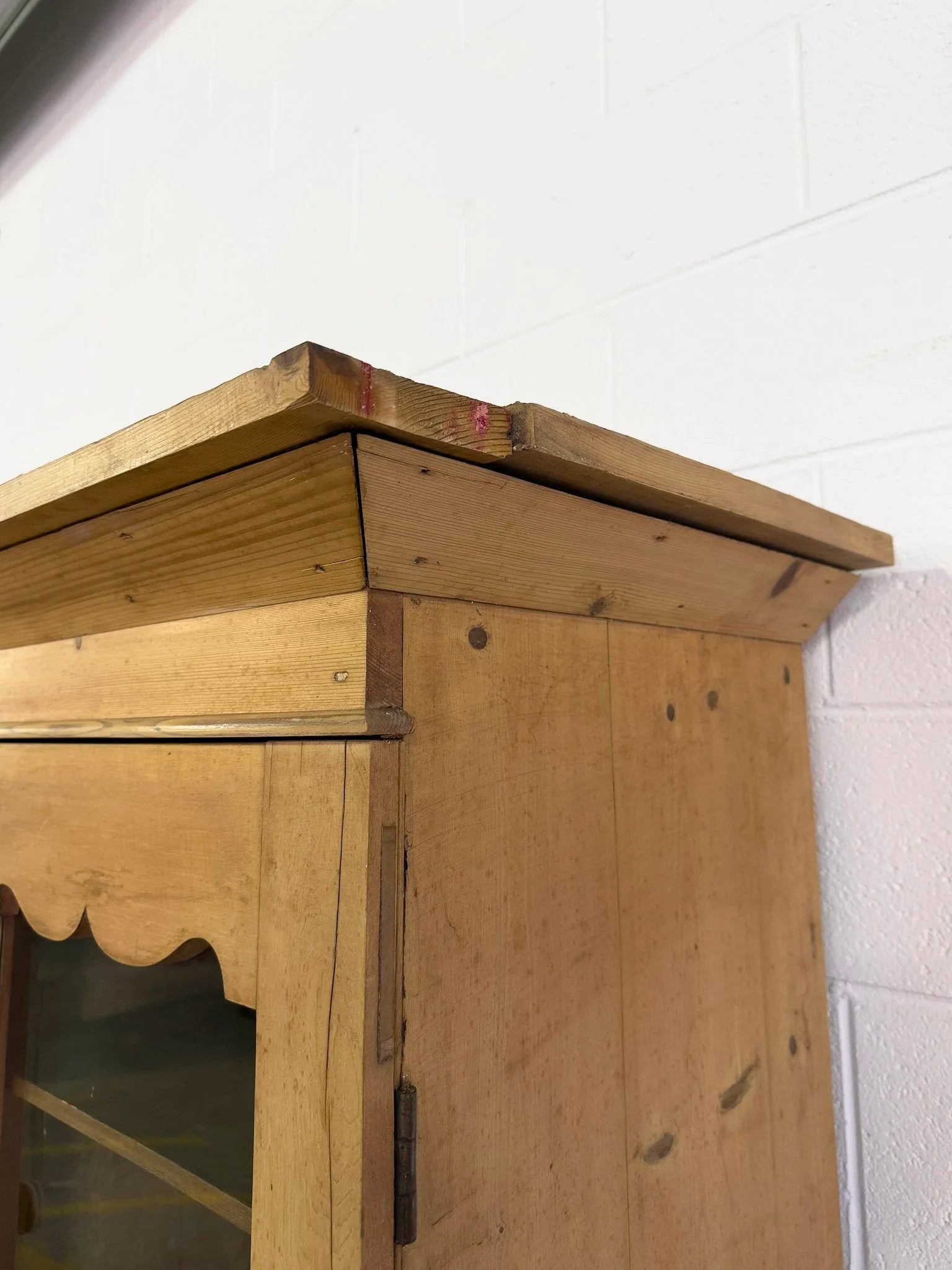 European Antique Pine Hutch - Vintage Storage Cabinet