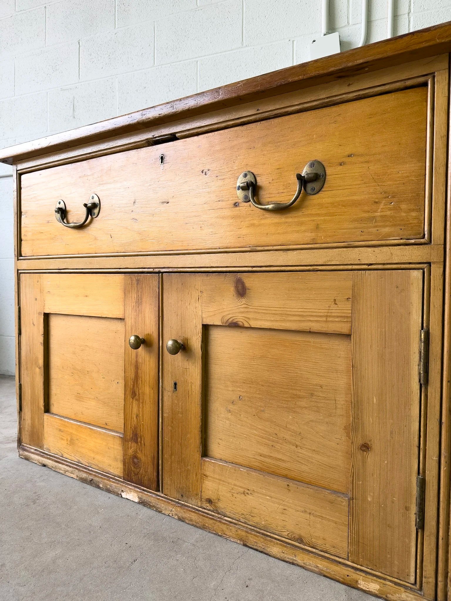 Large antique English pine sideboard