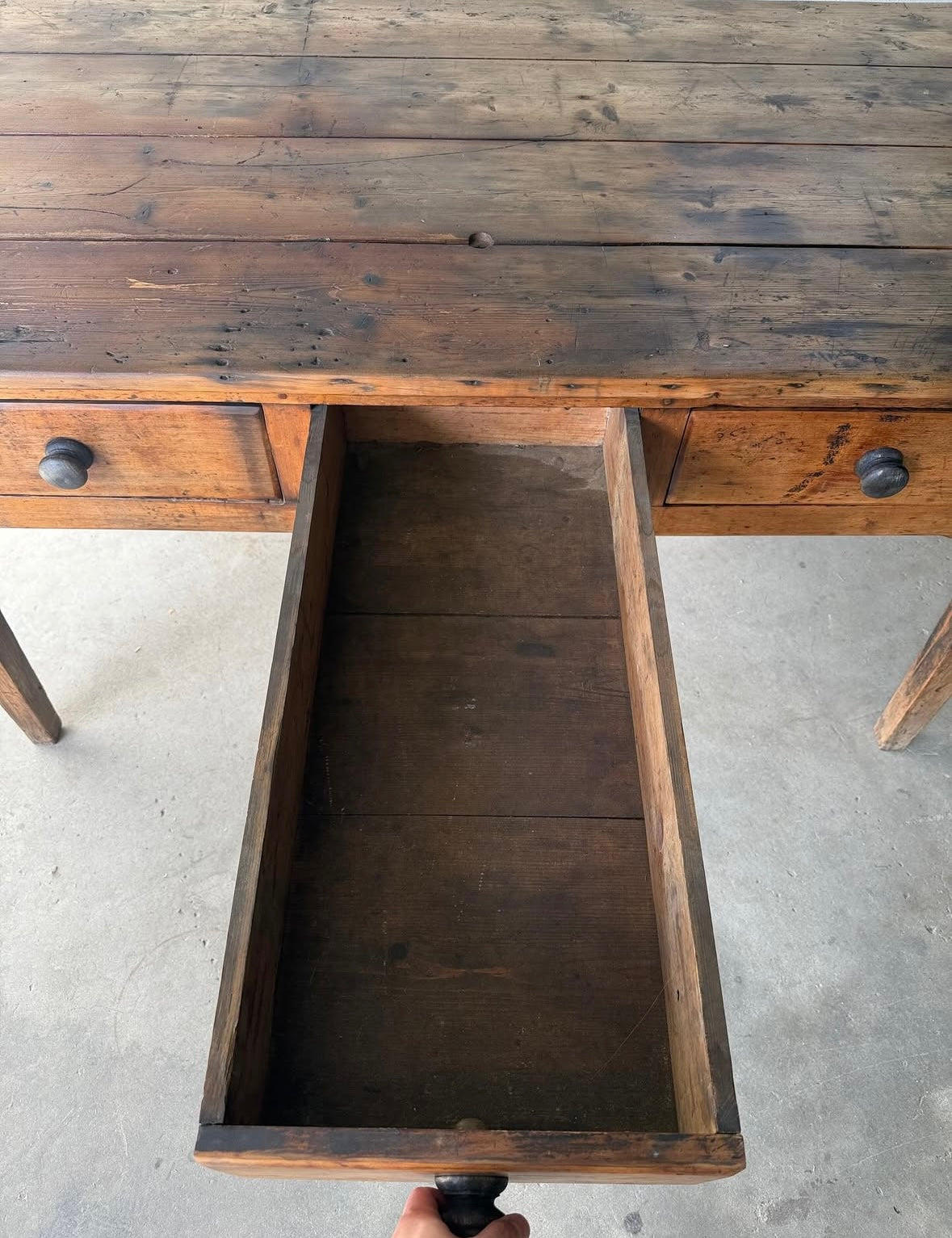 Antique English pine prep table