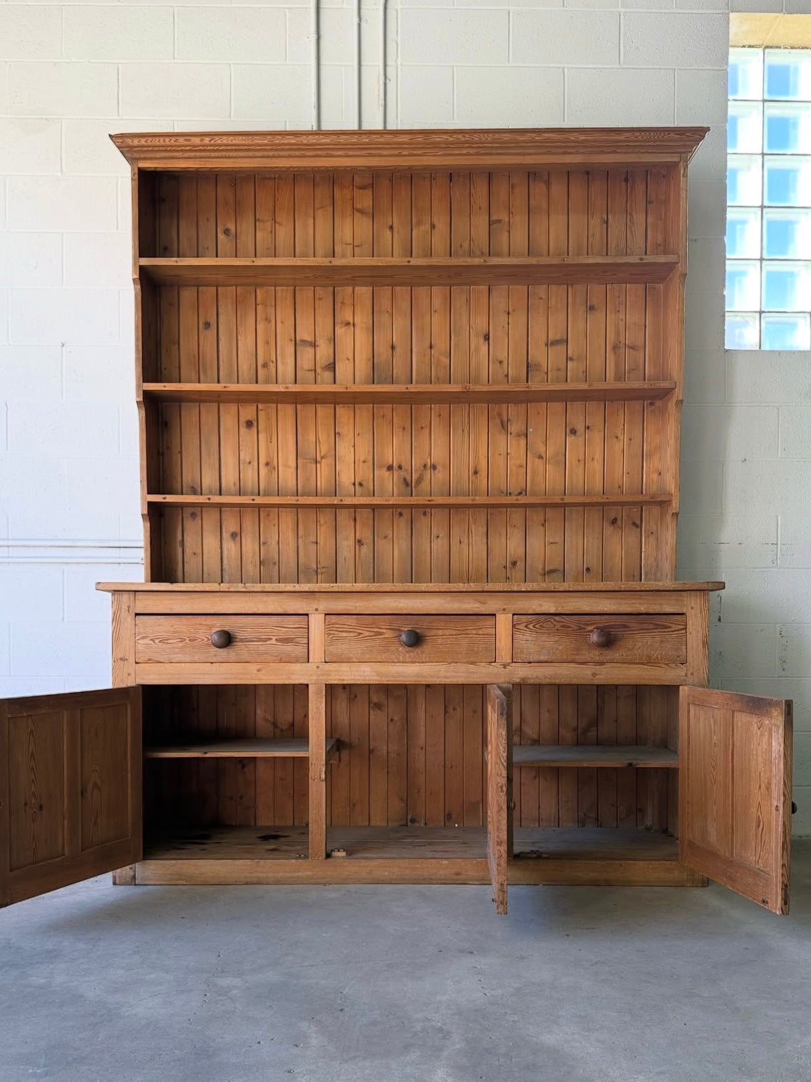 Antique pine kitchen dresser or hutch, sourced in England