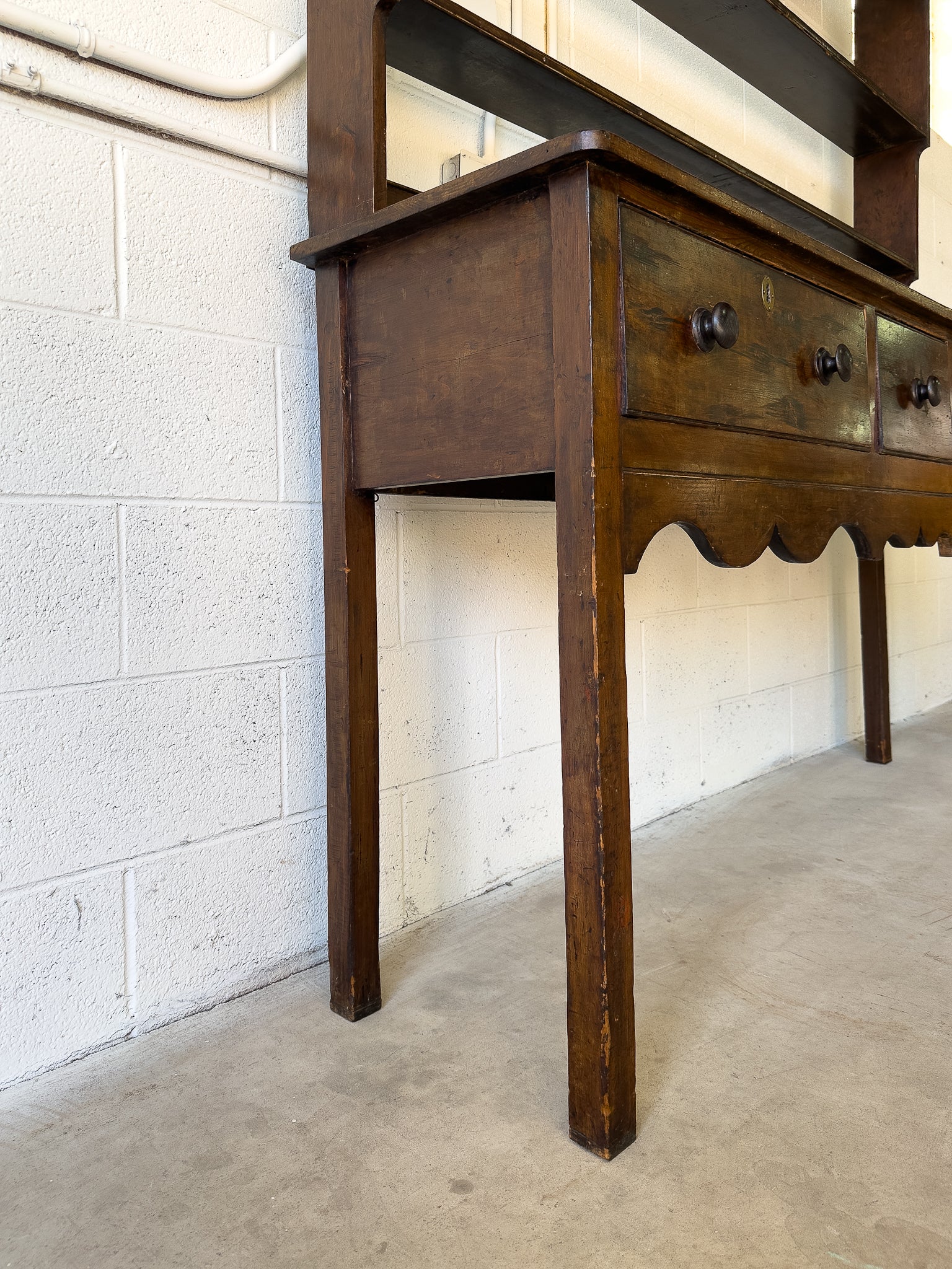 Antique English stained pine kitchen dresser
