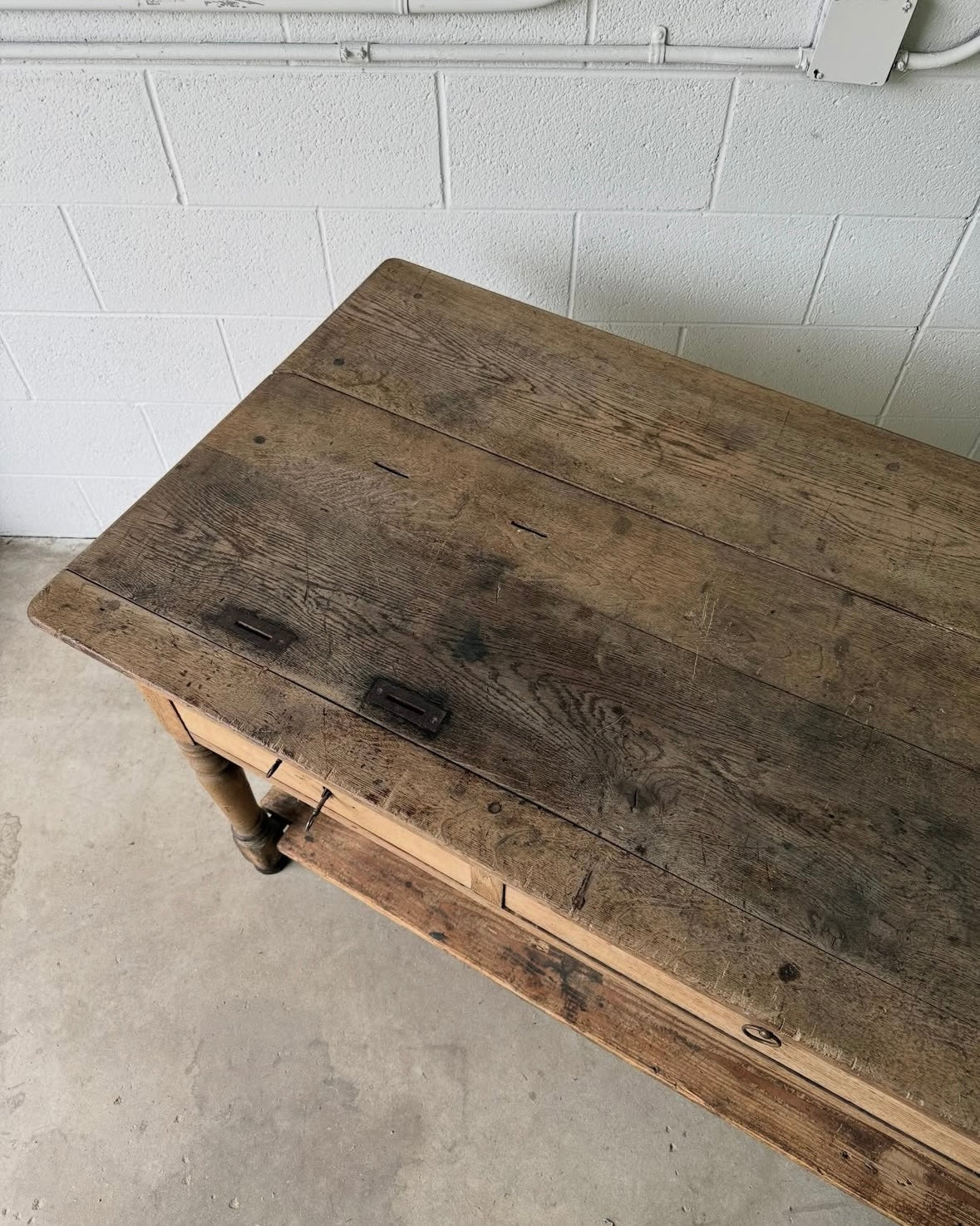 19th Century Flemish draper's table with lower shelf