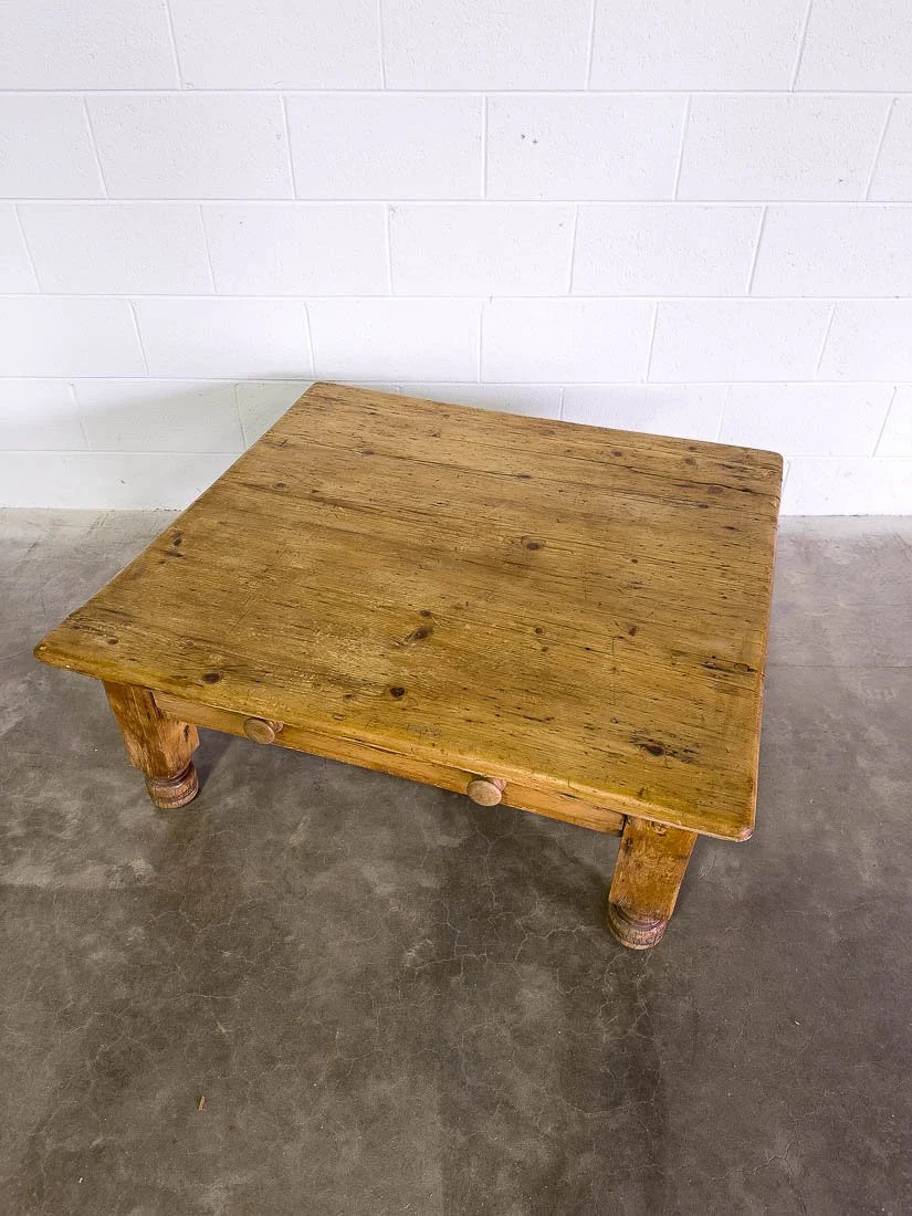 English pine coffee table with a drawer
