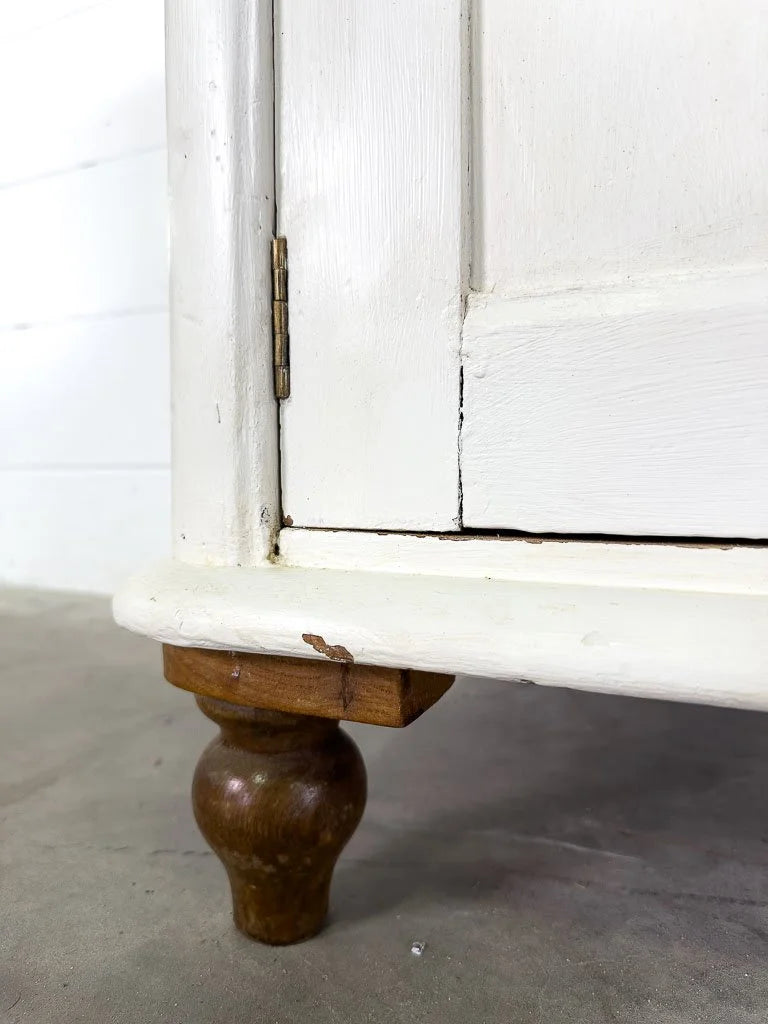Two door antique cupboard painted in white