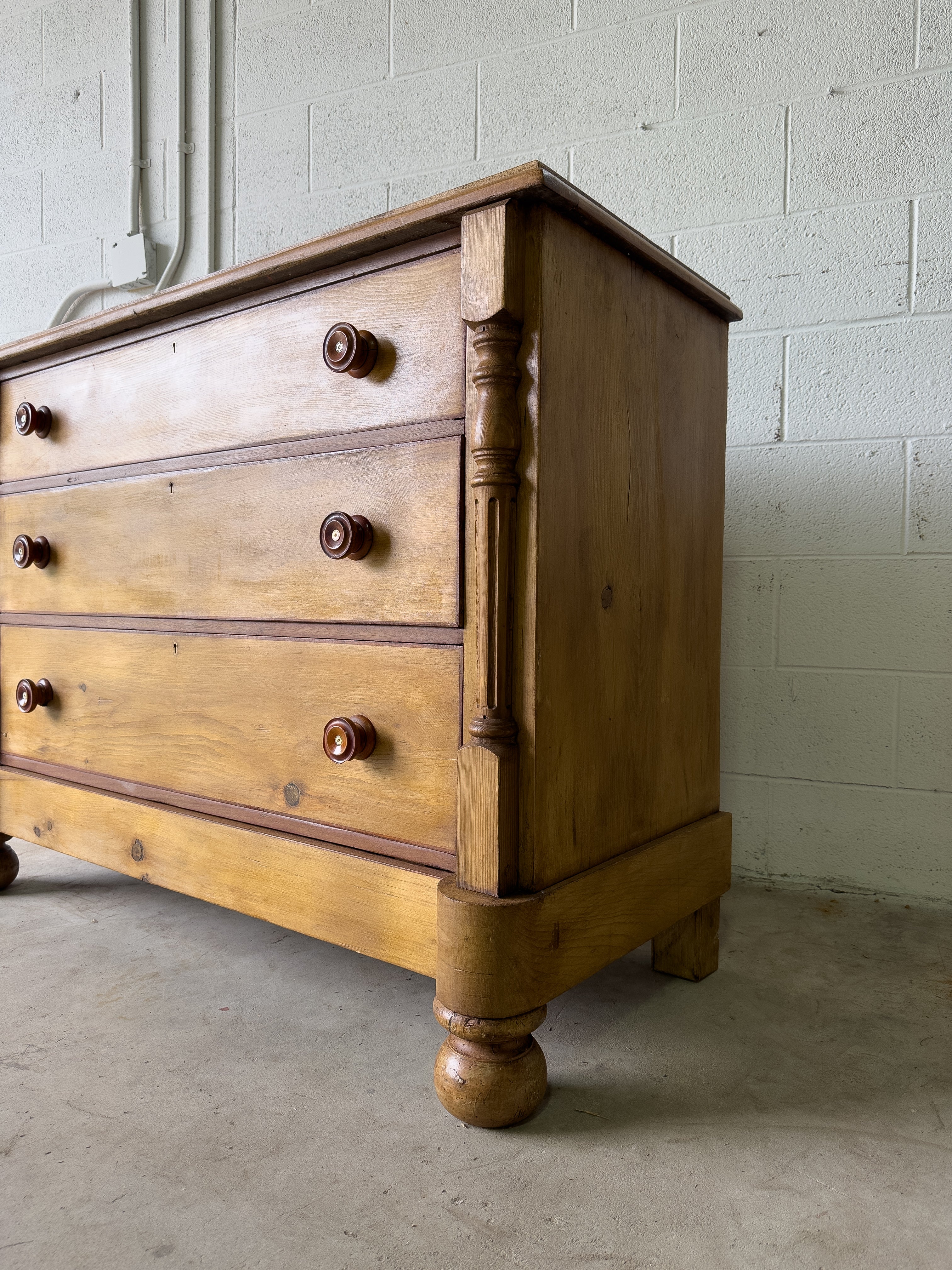 Antique pine chest of drawers with hidden compartment