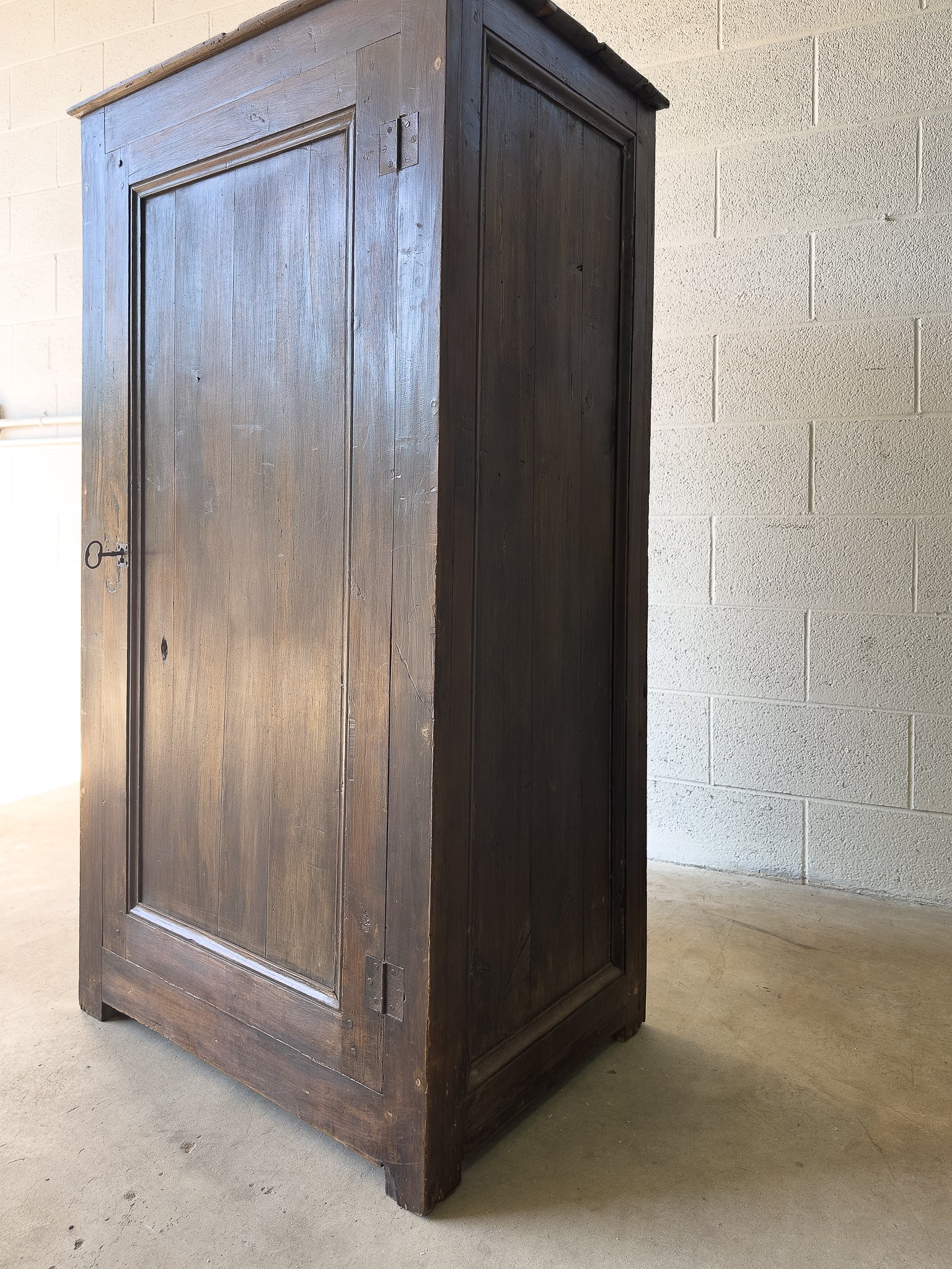 Dark stained antique pine cupboard
