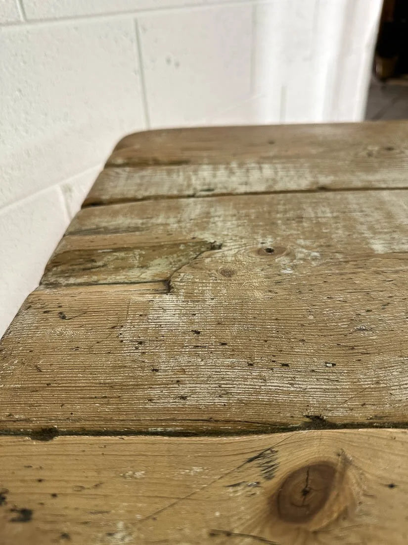 Antique pine kitchen prep table with drawers