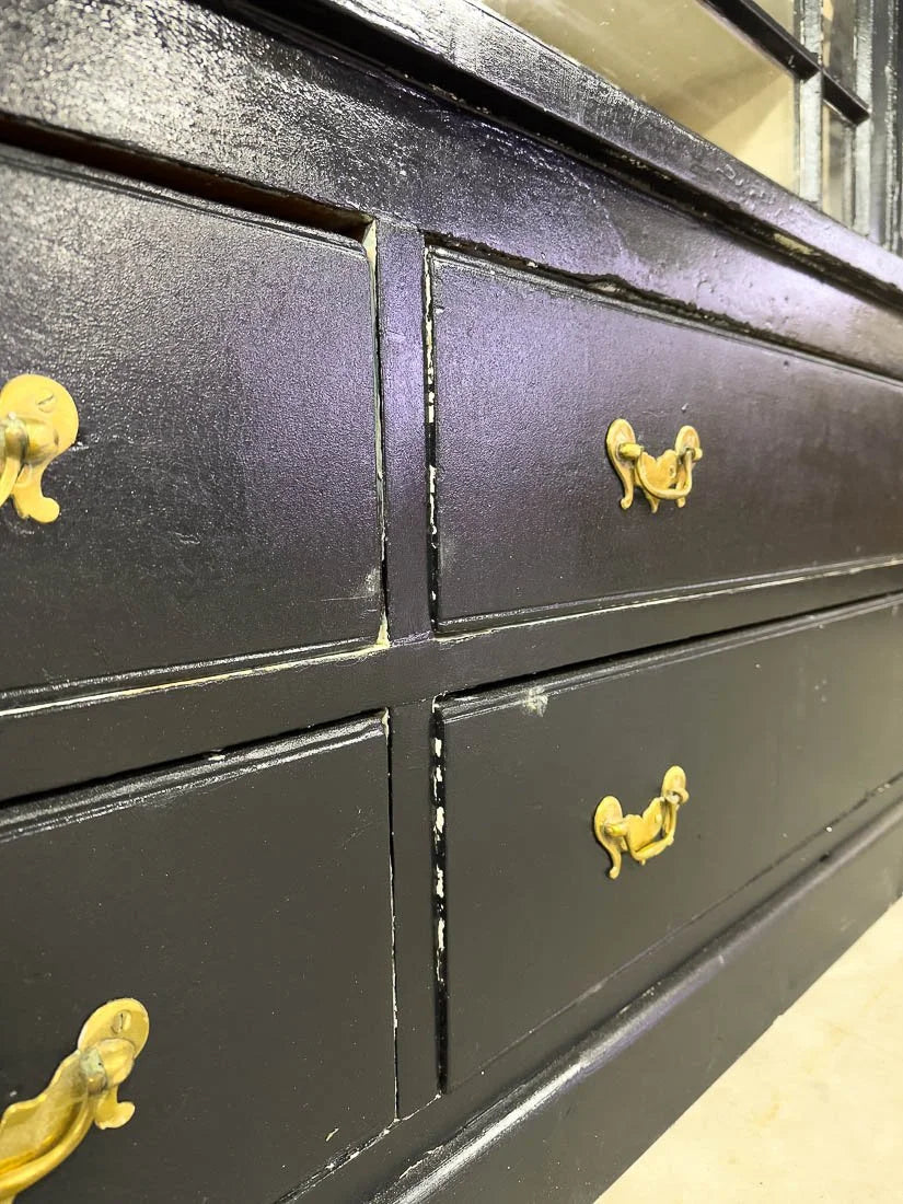 Antique bookcase with sliding glass doors