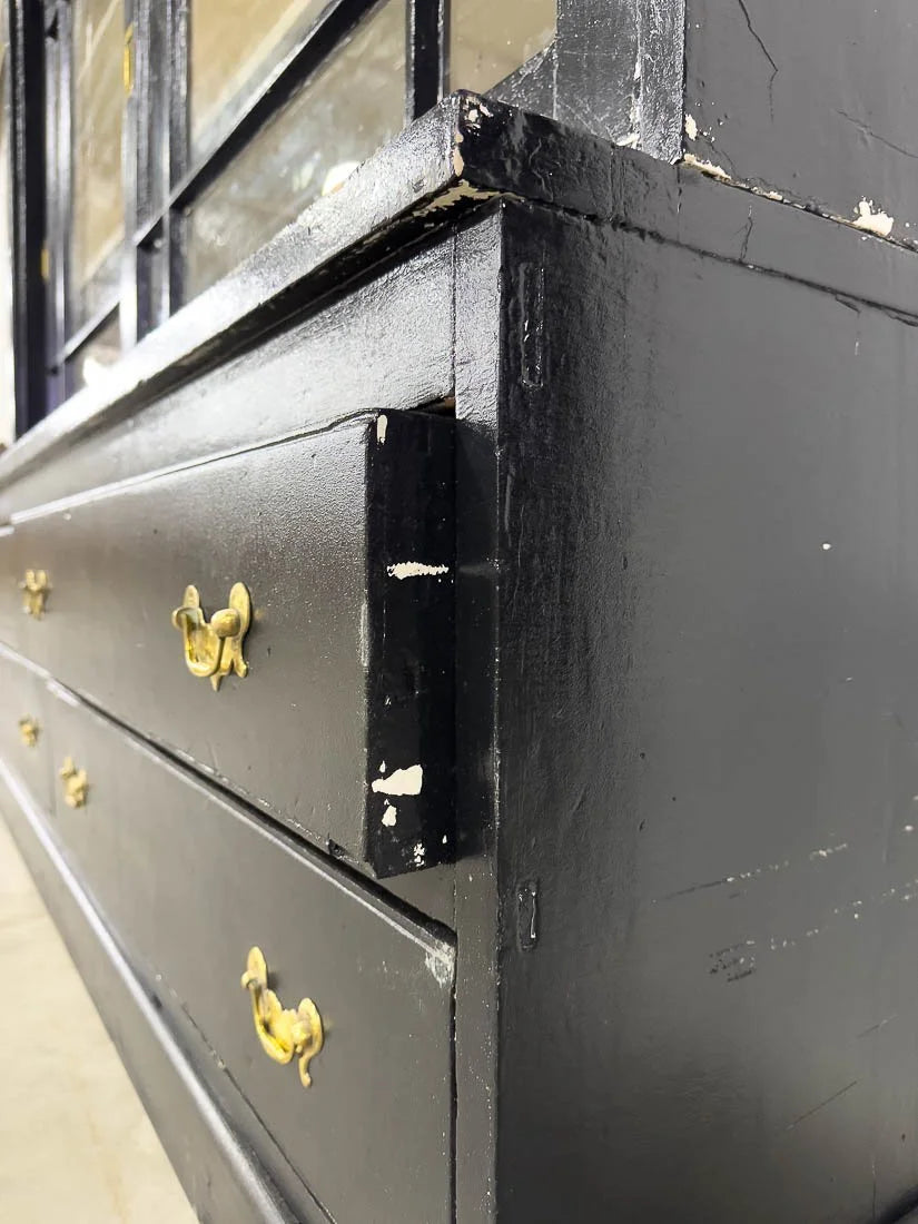 Antique bookcase with sliding glass doors