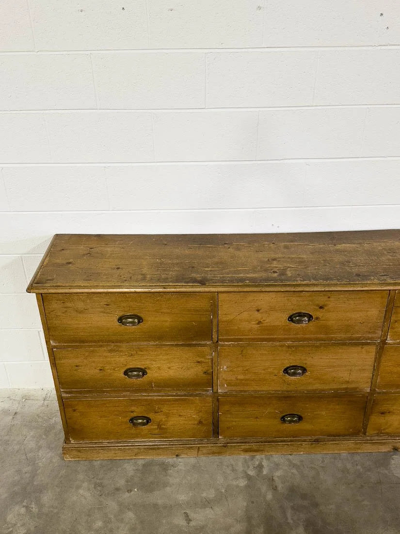 Antique bank of nine drawers