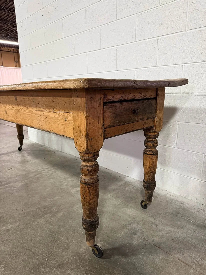 Antique pine kitchen prep table