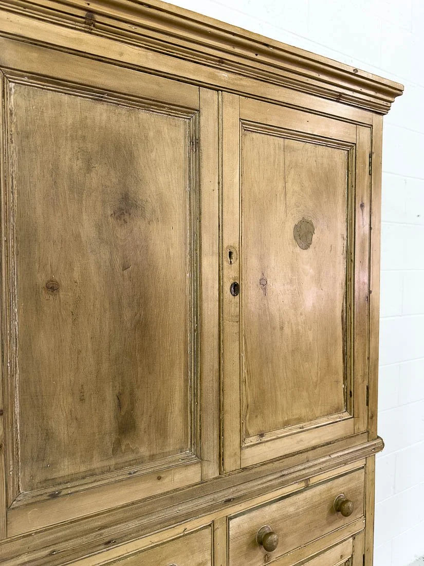 Rustic English antique pine cupboard