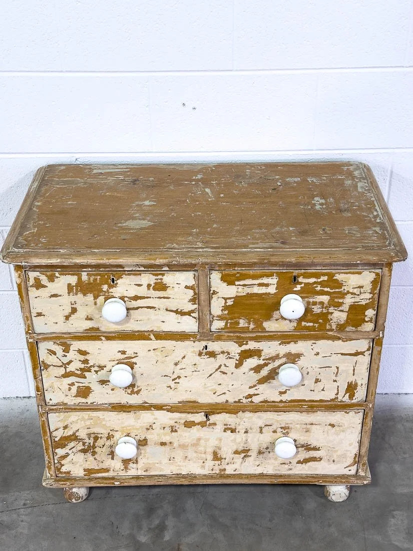 Antique English dresser or drawers in chippy paint