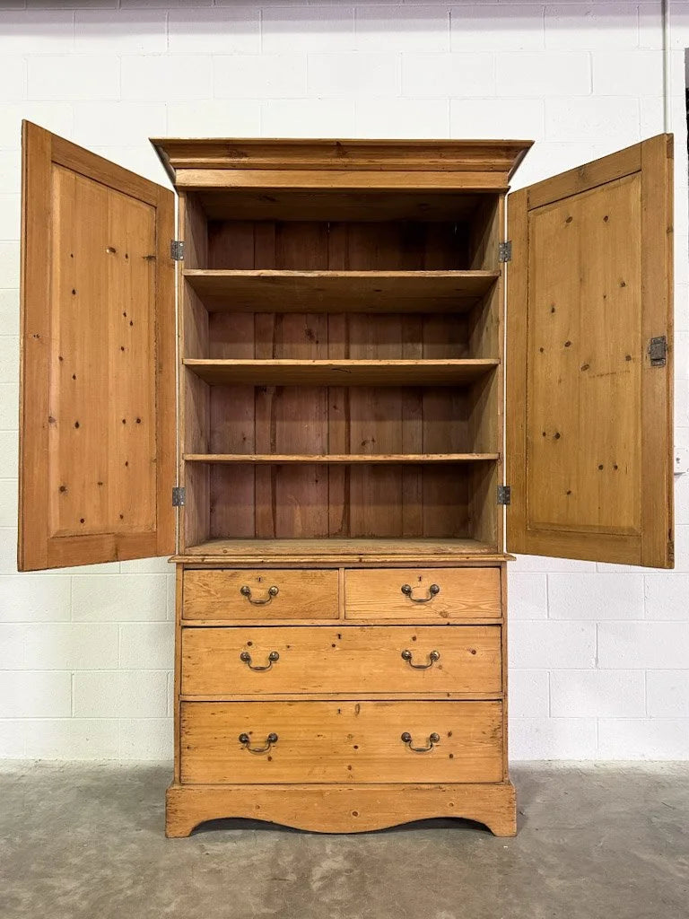 Victorian pine linen cupboard