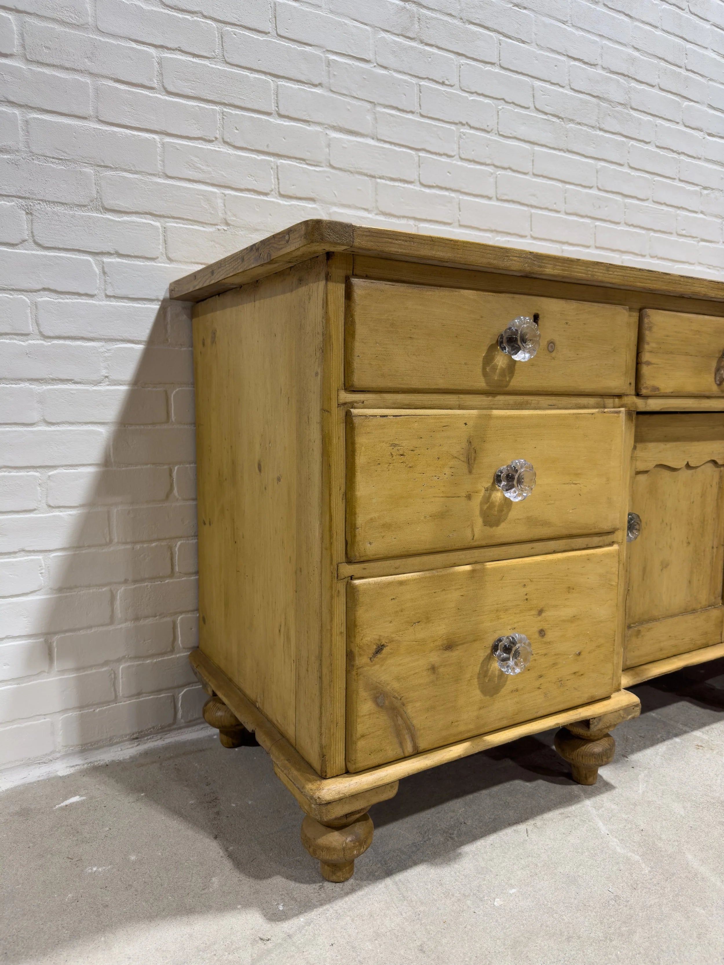 English sideboard with glass knobs